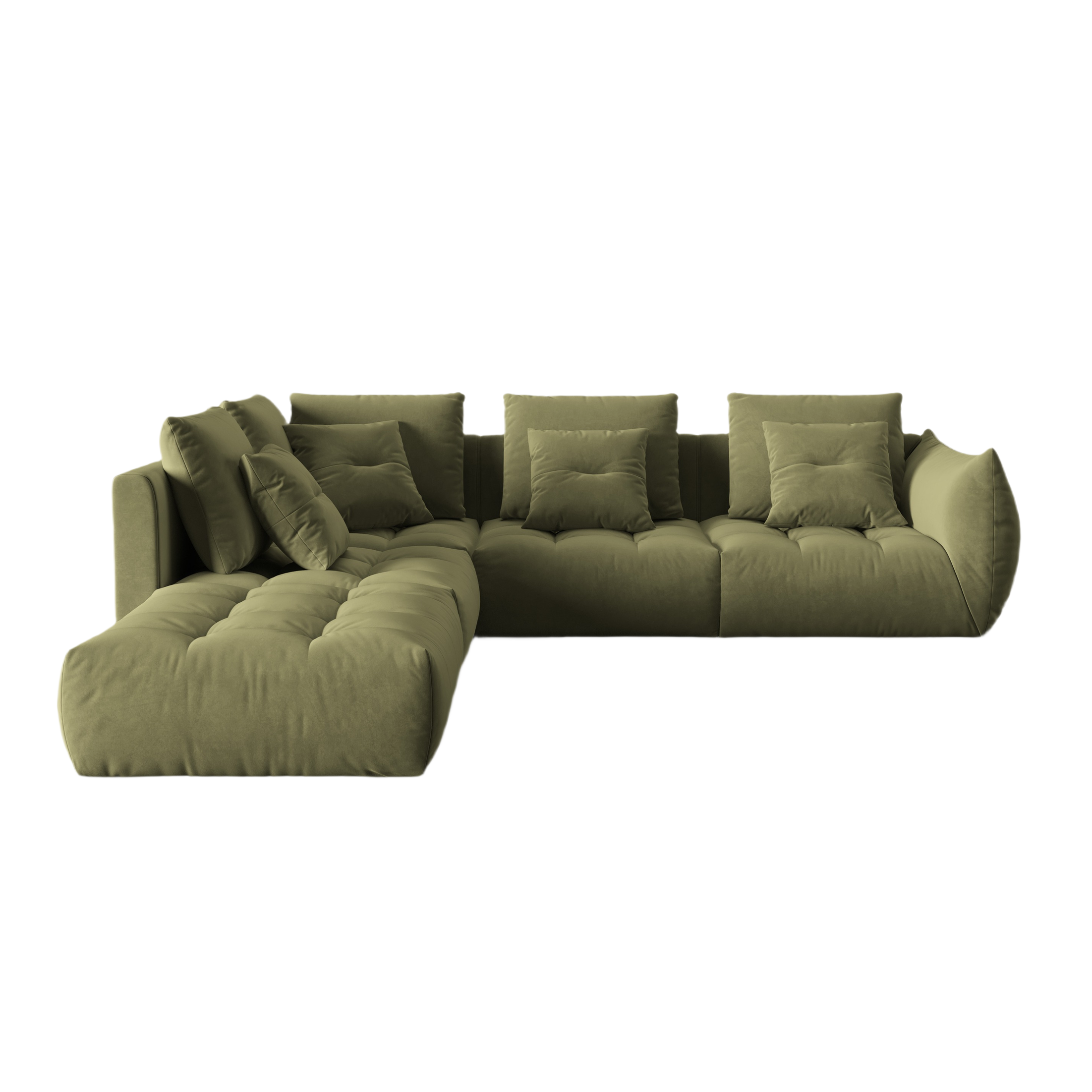 Velvet Modular Left Corner Sofa, "Bloom", 4 Seats, Light Green, 316x310x95
Made in Europe