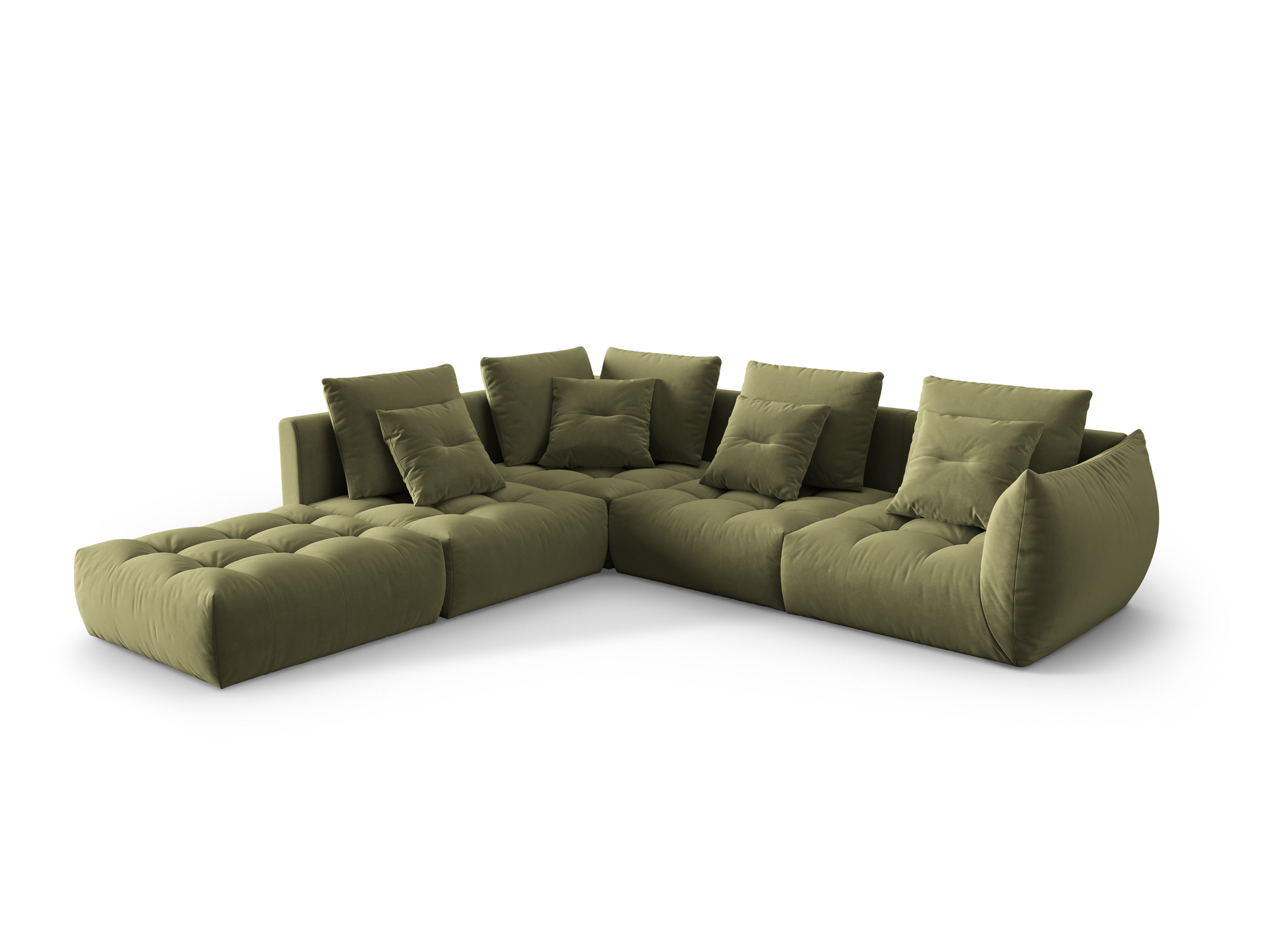 Velvet Modular Left Corner Sofa, "Bloom", 4 Seats, Light Green, 316x310x95
Made in Europe