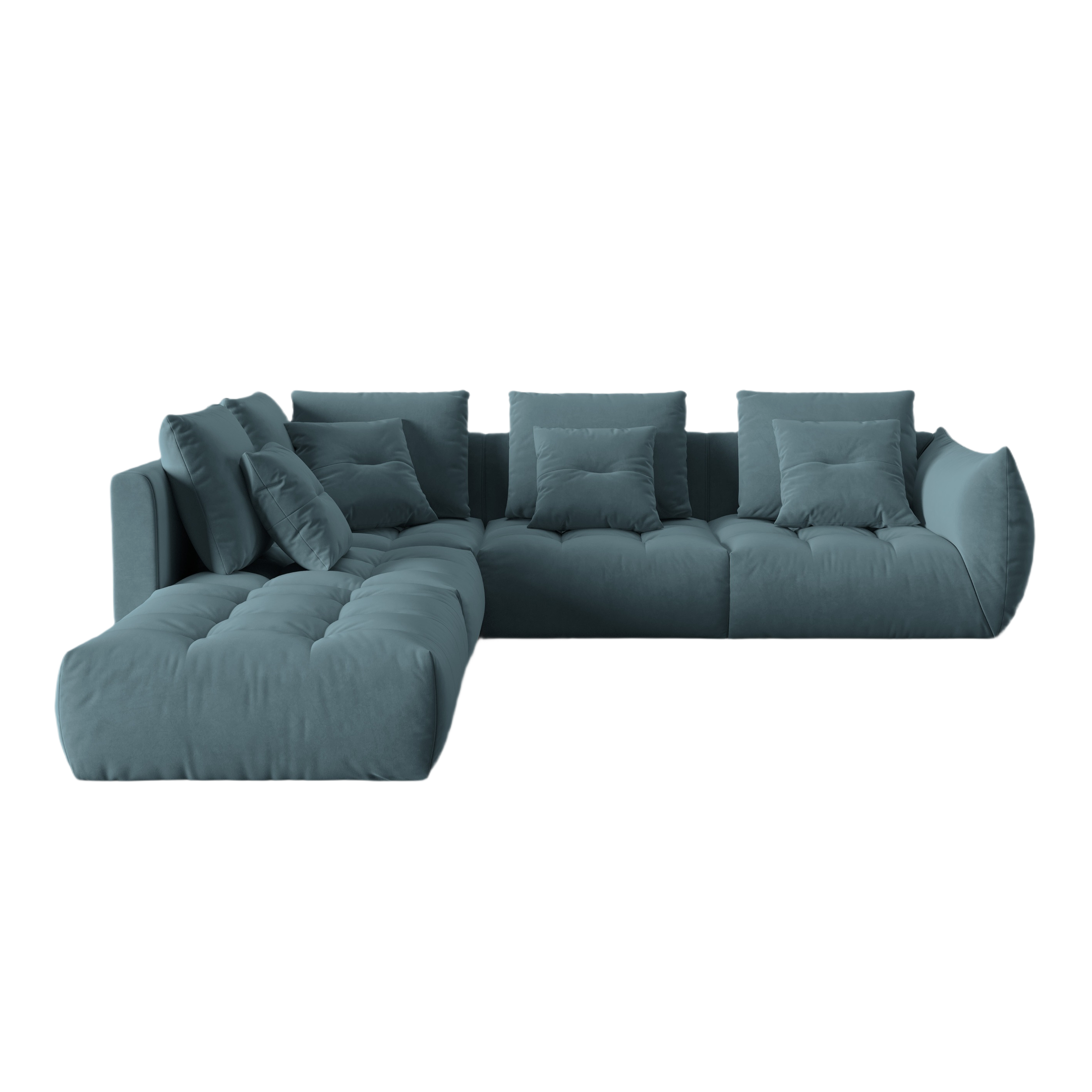 Velvet Modular Left Corner Sofa, "Bloom", 4 Seats, Pastel Blue, 316x310x95
Made in Europe