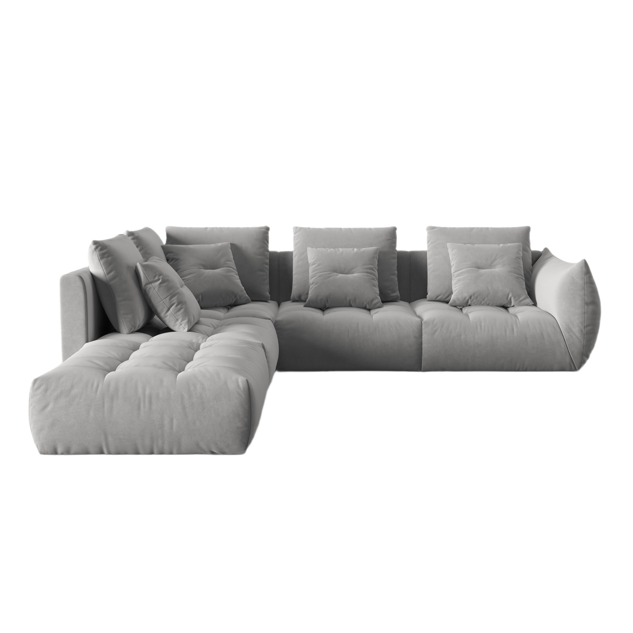 Velvet Modular Left Corner Sofa, "Bloom", 4 Seats, Gray, 316x310x95
Made in Europe