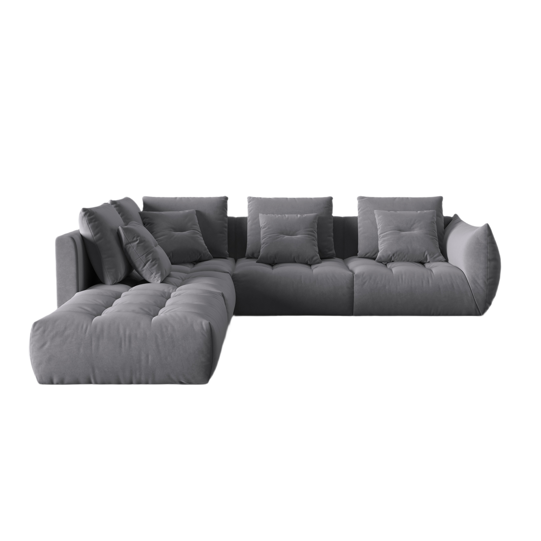 Velvet Modular Left Corner Sofa, "Bloom", 4 Seats, Dark Gray, 316x310x95
Made in Europe