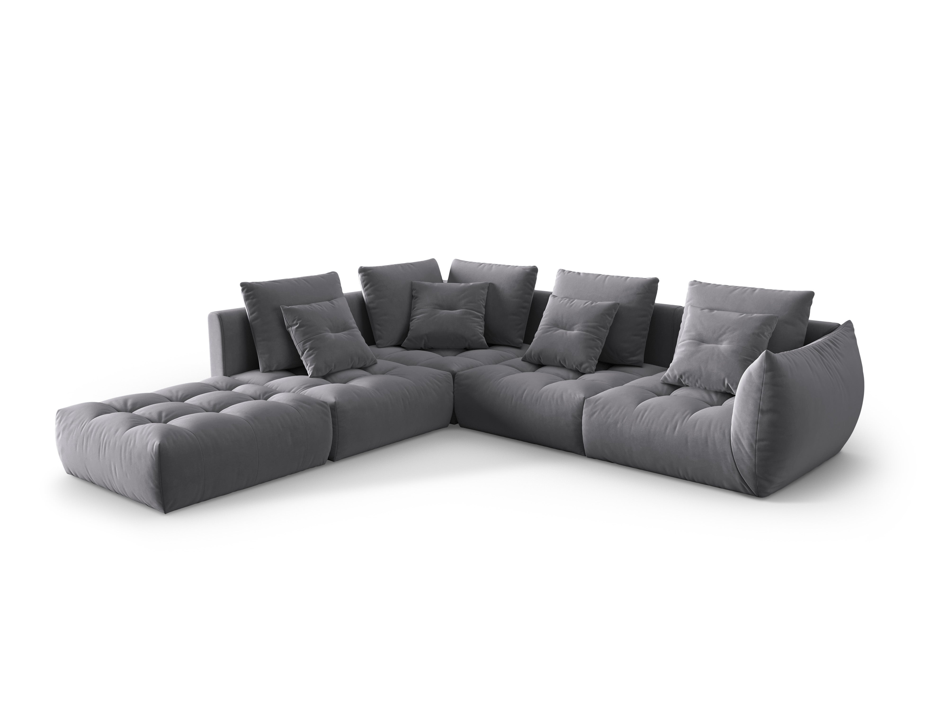 Velvet Modular Left Corner Sofa, "Bloom", 4 Seats, Dark Gray, 316x310x95
Made in Europe