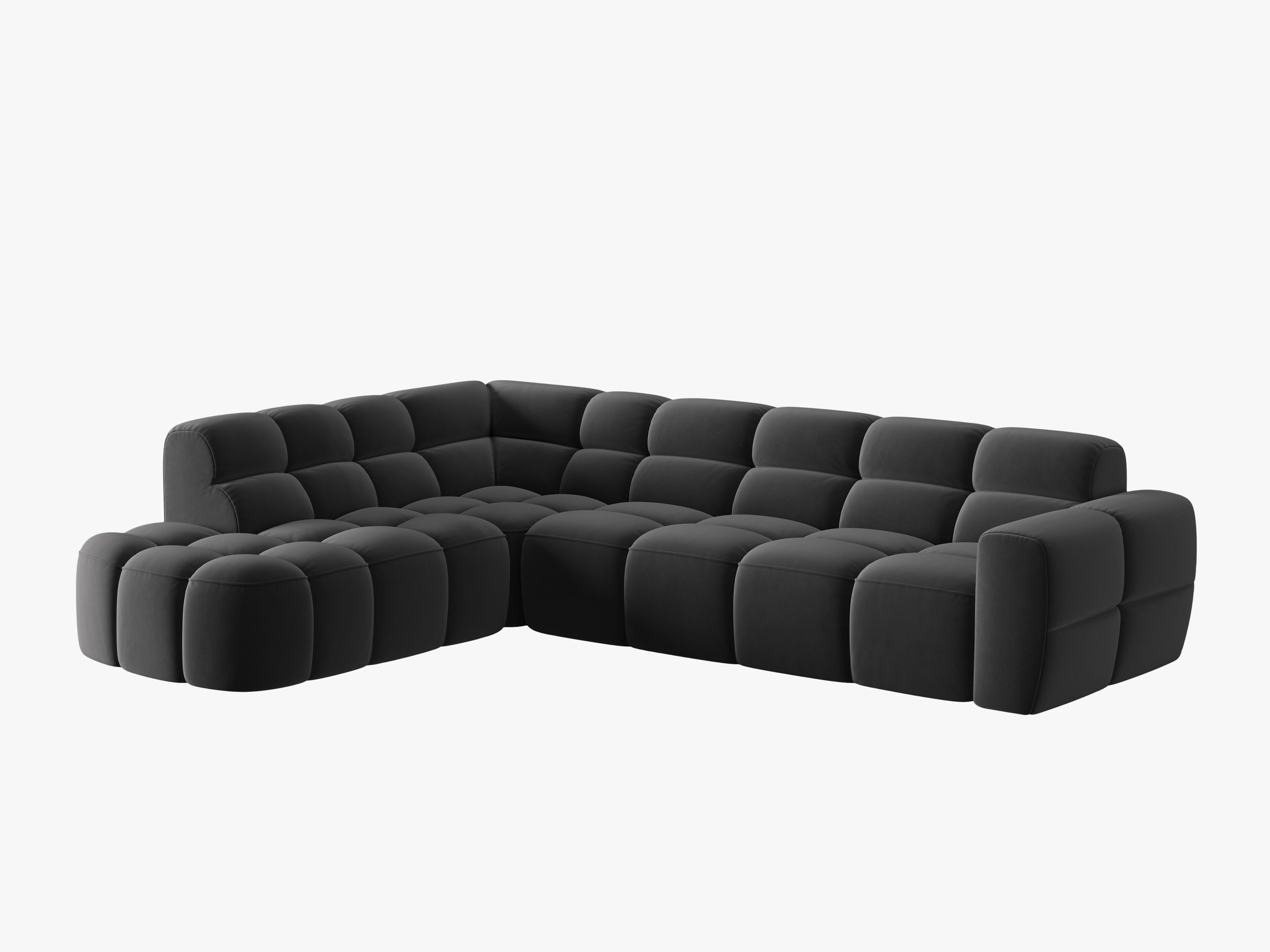 Left-facing velvet corner sofa LISA dark gray