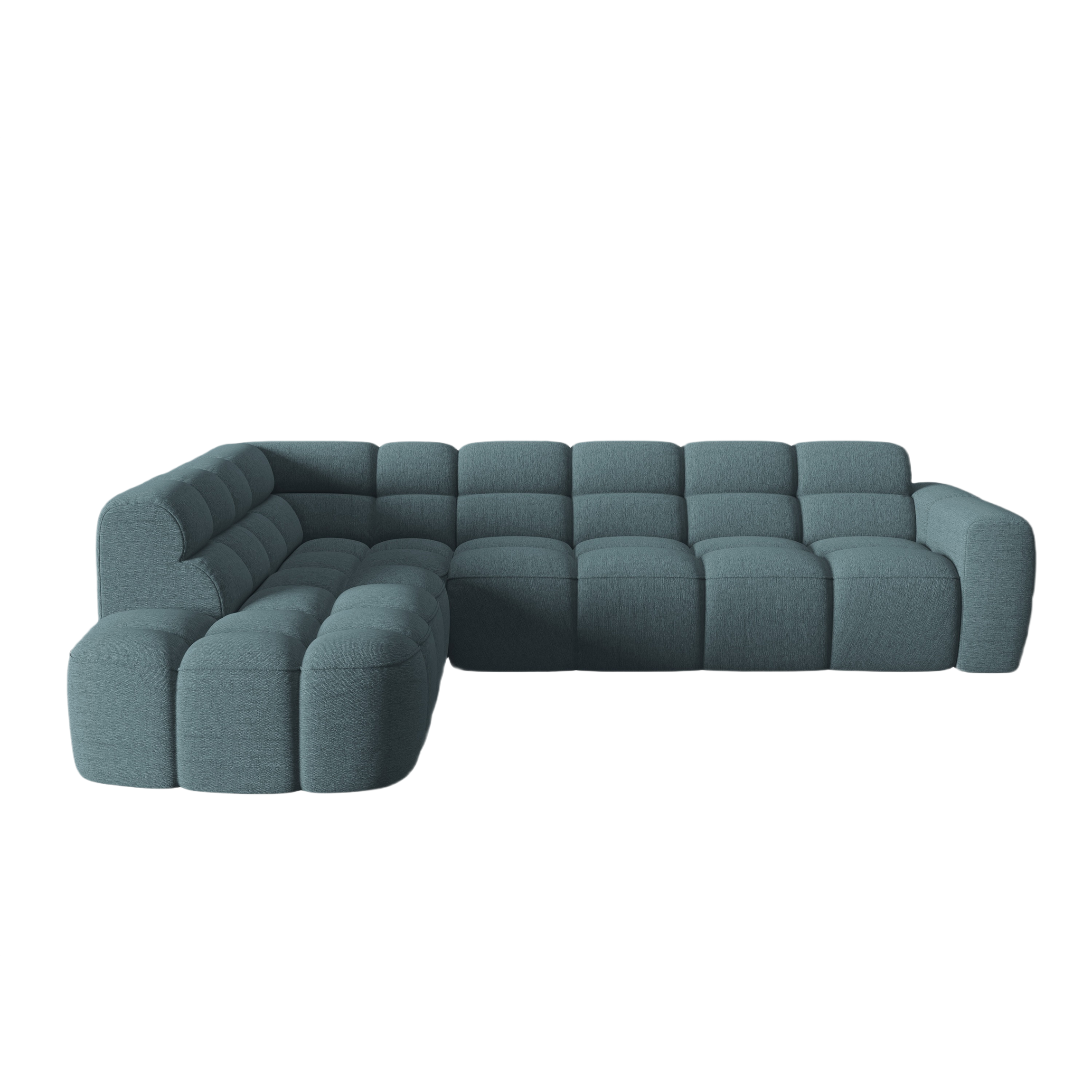 Left-facing corner sofa LISA light blue chenille