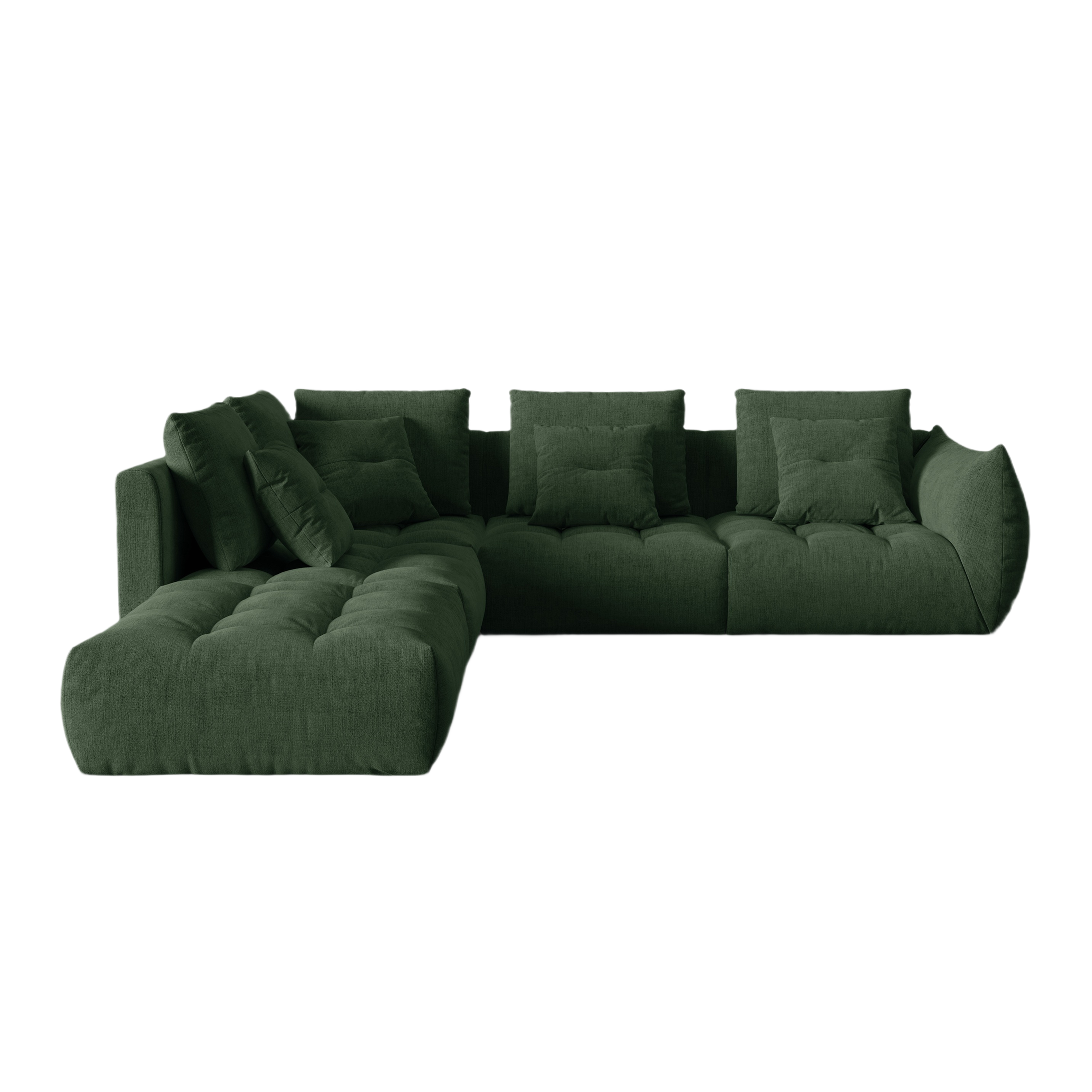 Modular Left Corner Sofa, "Bloom", 4 Seats, Moss Green, 316x310x95
Made in Europe