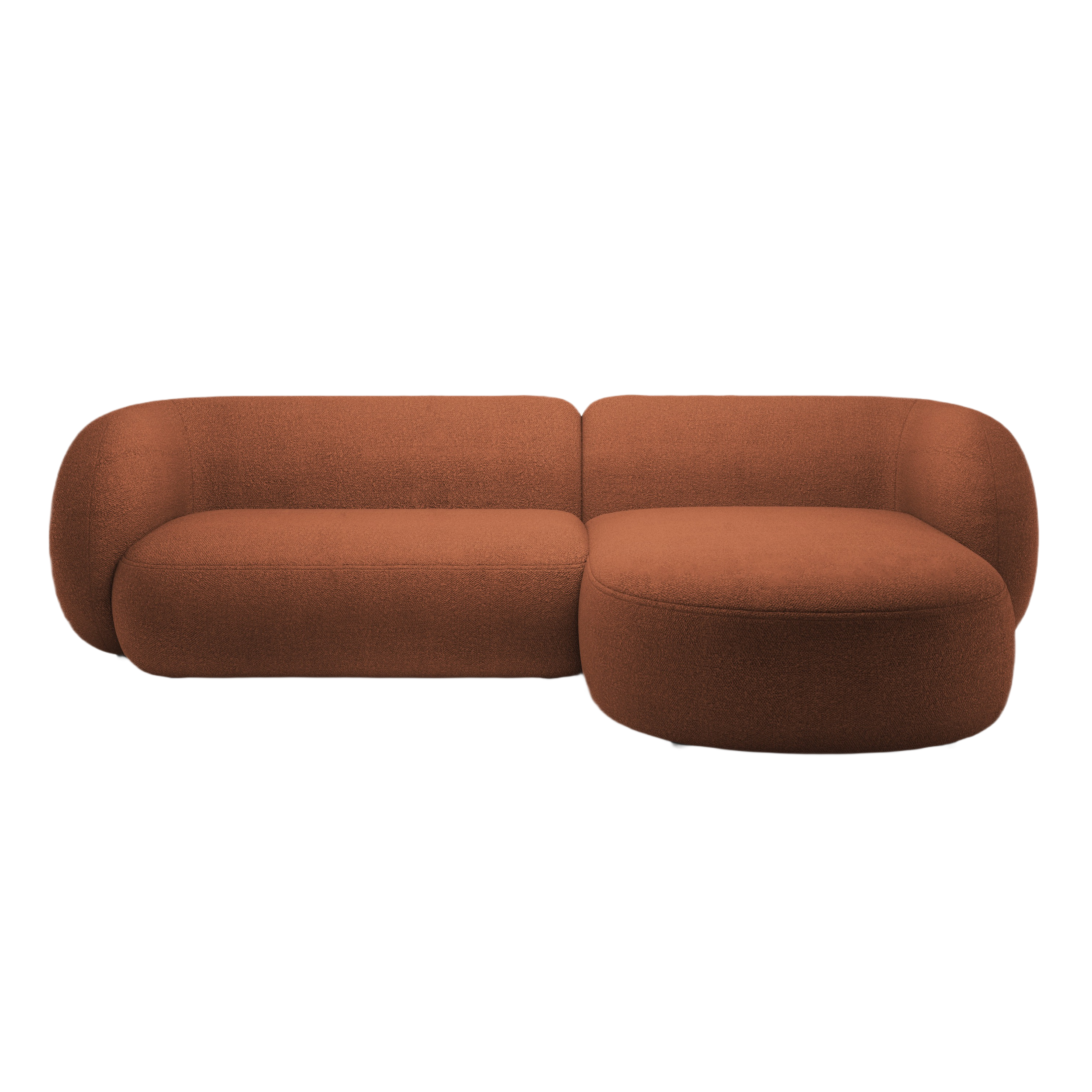 Right-facing 3-seater sofa KATE terracotta boucle