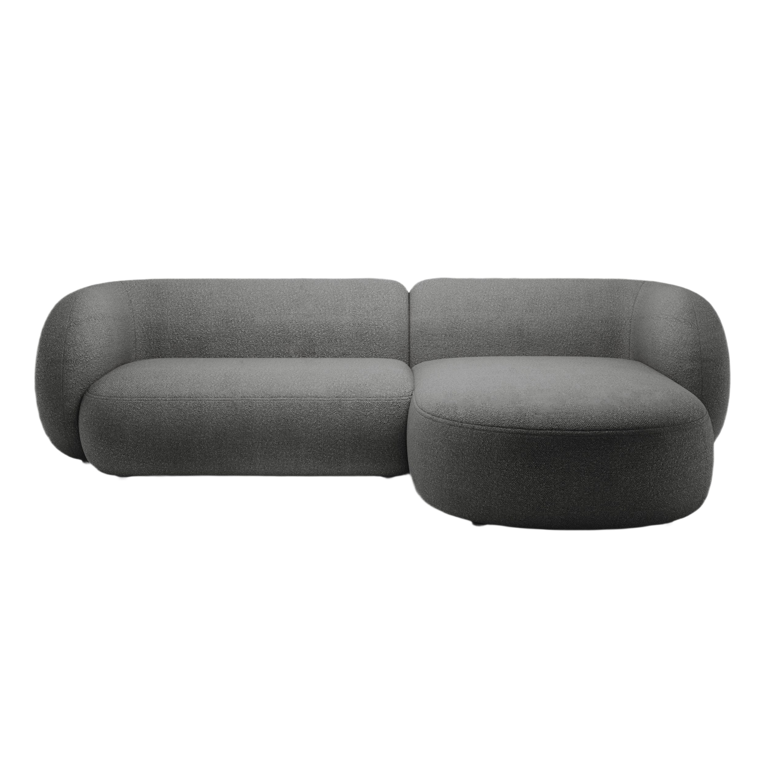 Right-facing 3-seater sofa KATE dark gray boucle