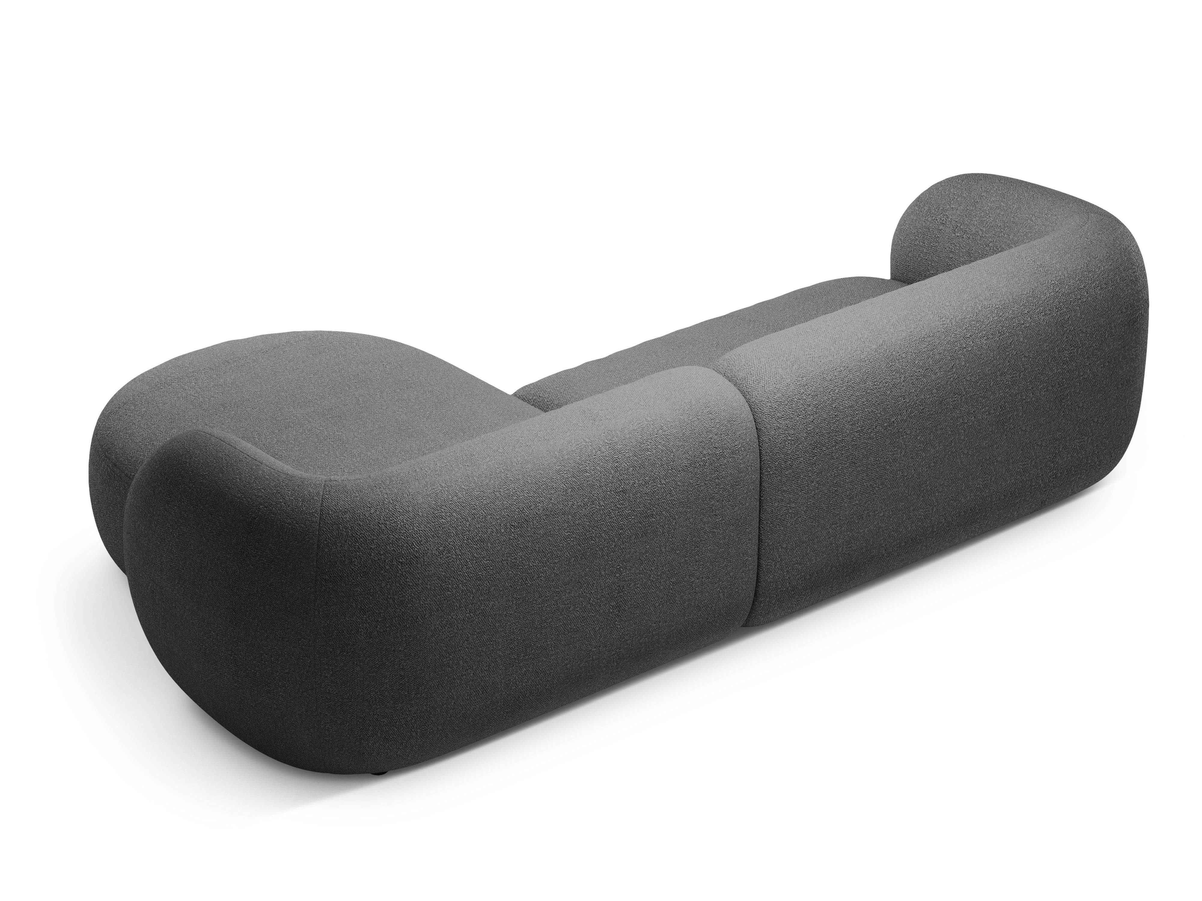 Right-facing 3-seater sofa KATE dark gray boucle