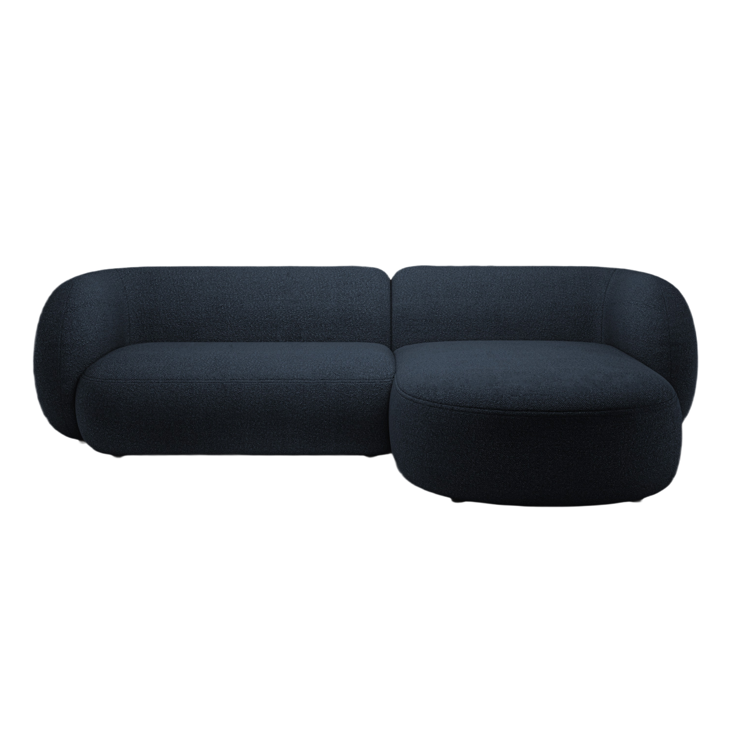 Right-facing 3-seater sofa KATE navy boucle