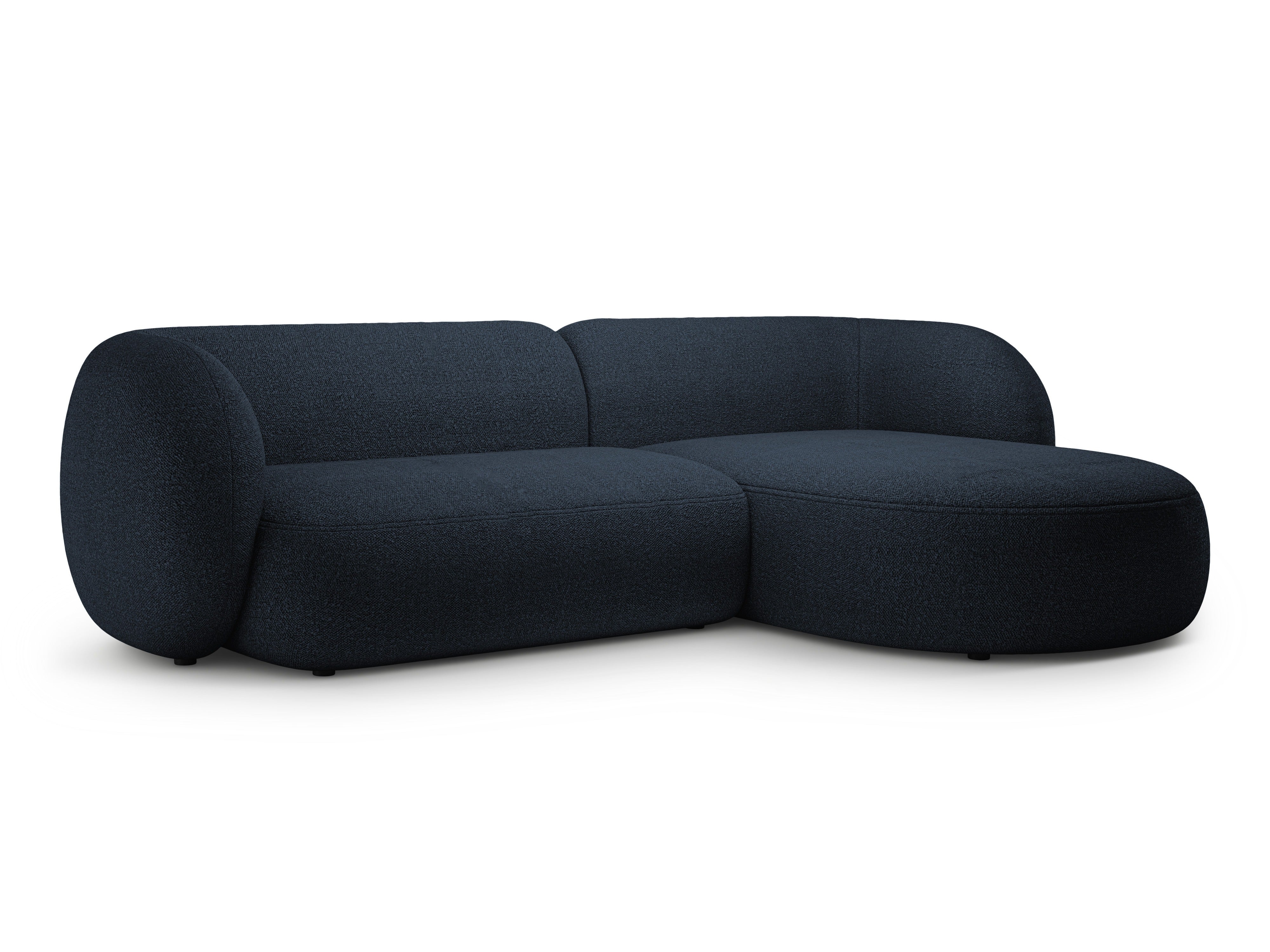 Right-facing 3-seater sofa KATE navy boucle