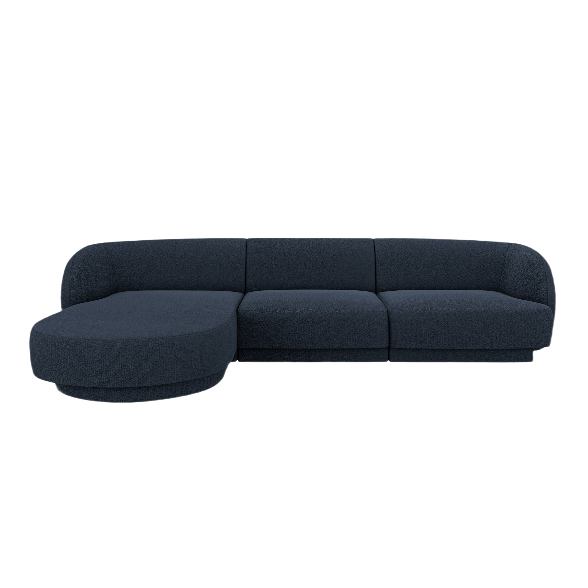 4-sitziges, linksseitiges Ecksofa MILEY dunkelblau Boucle
