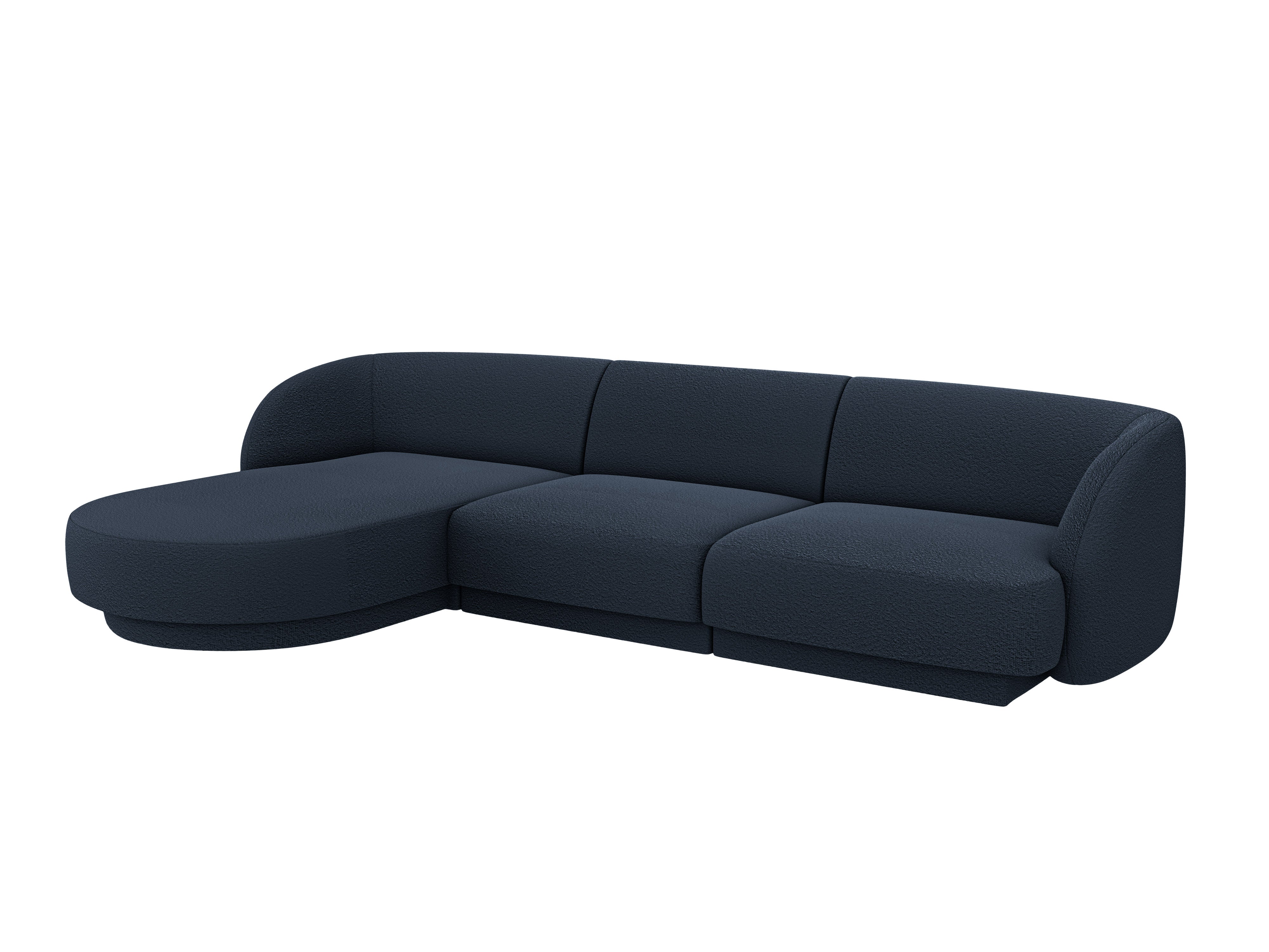 4-sitziges, linksseitiges Ecksofa MILEY dunkelblau Boucle