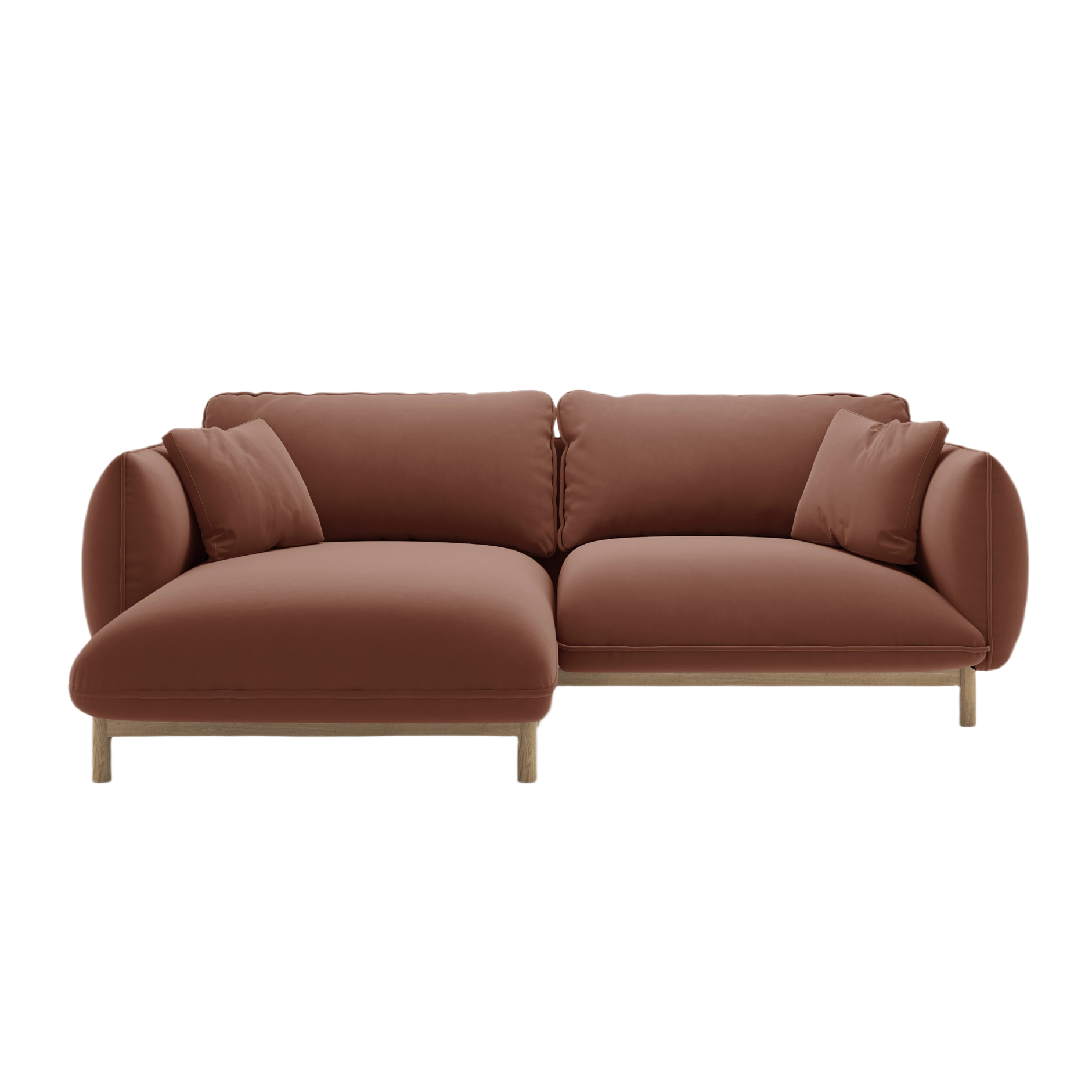 Left-facing velvet corner sofa ADA cuoio