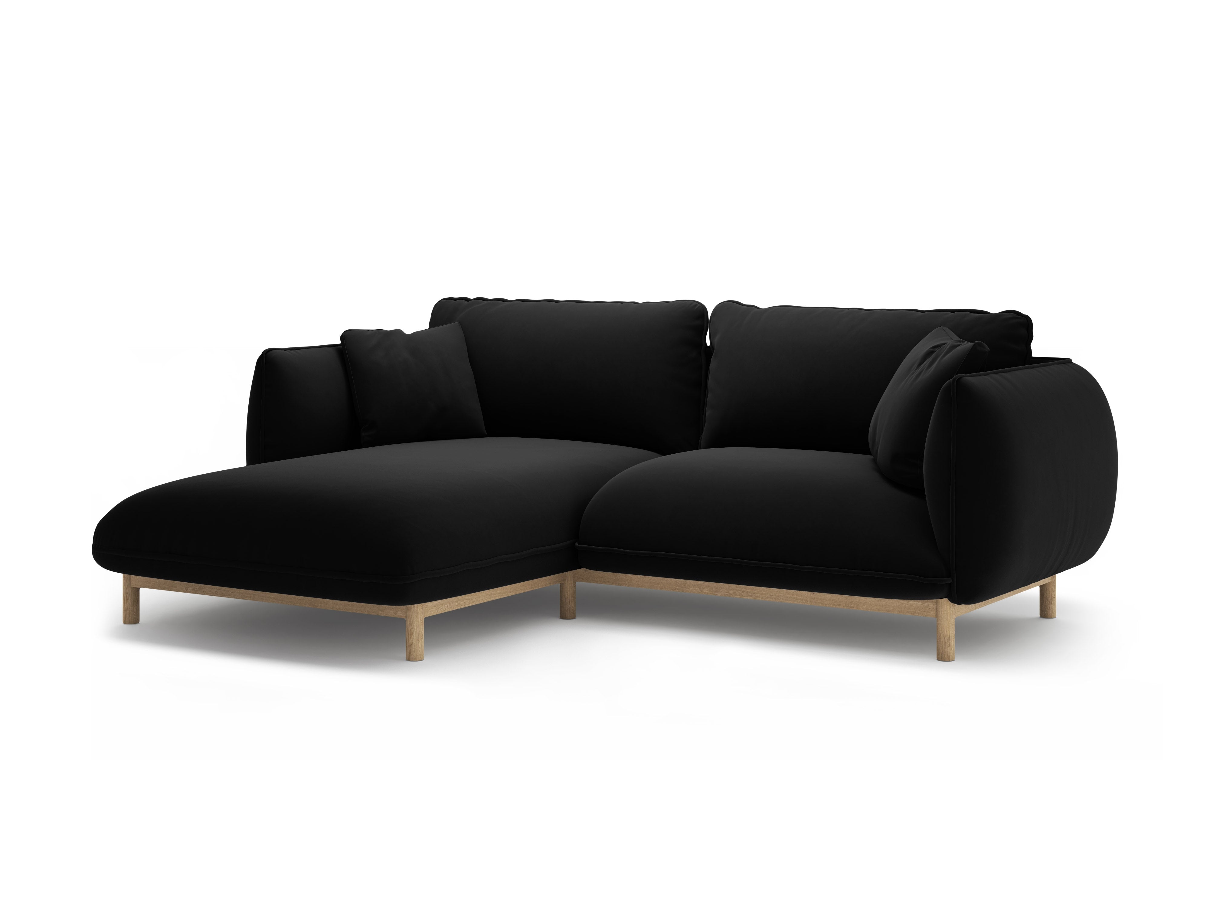 Black Left-Sided Velvet Corner Sofa ADA