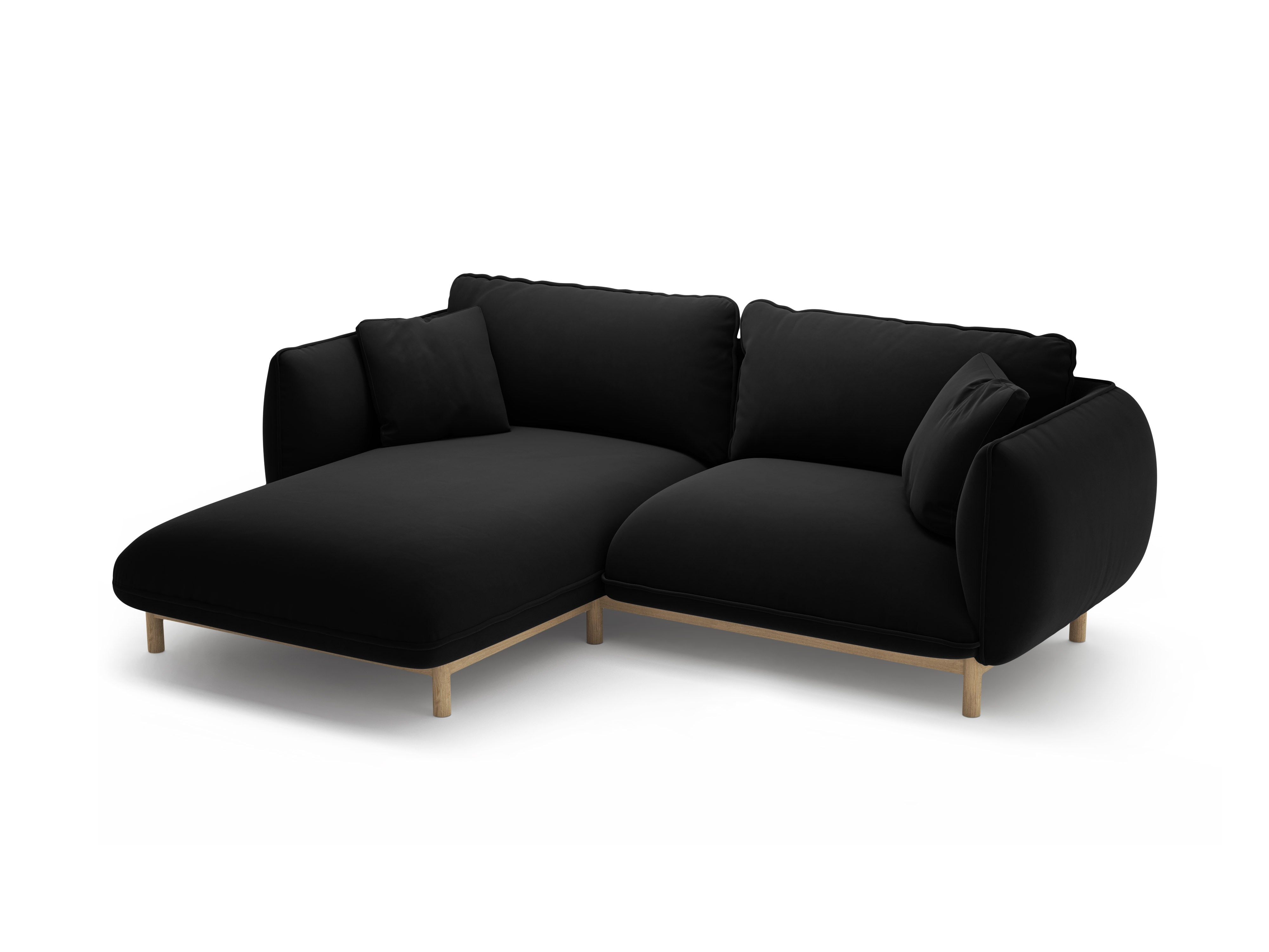 Black Left-Sided Velvet Corner Sofa ADA