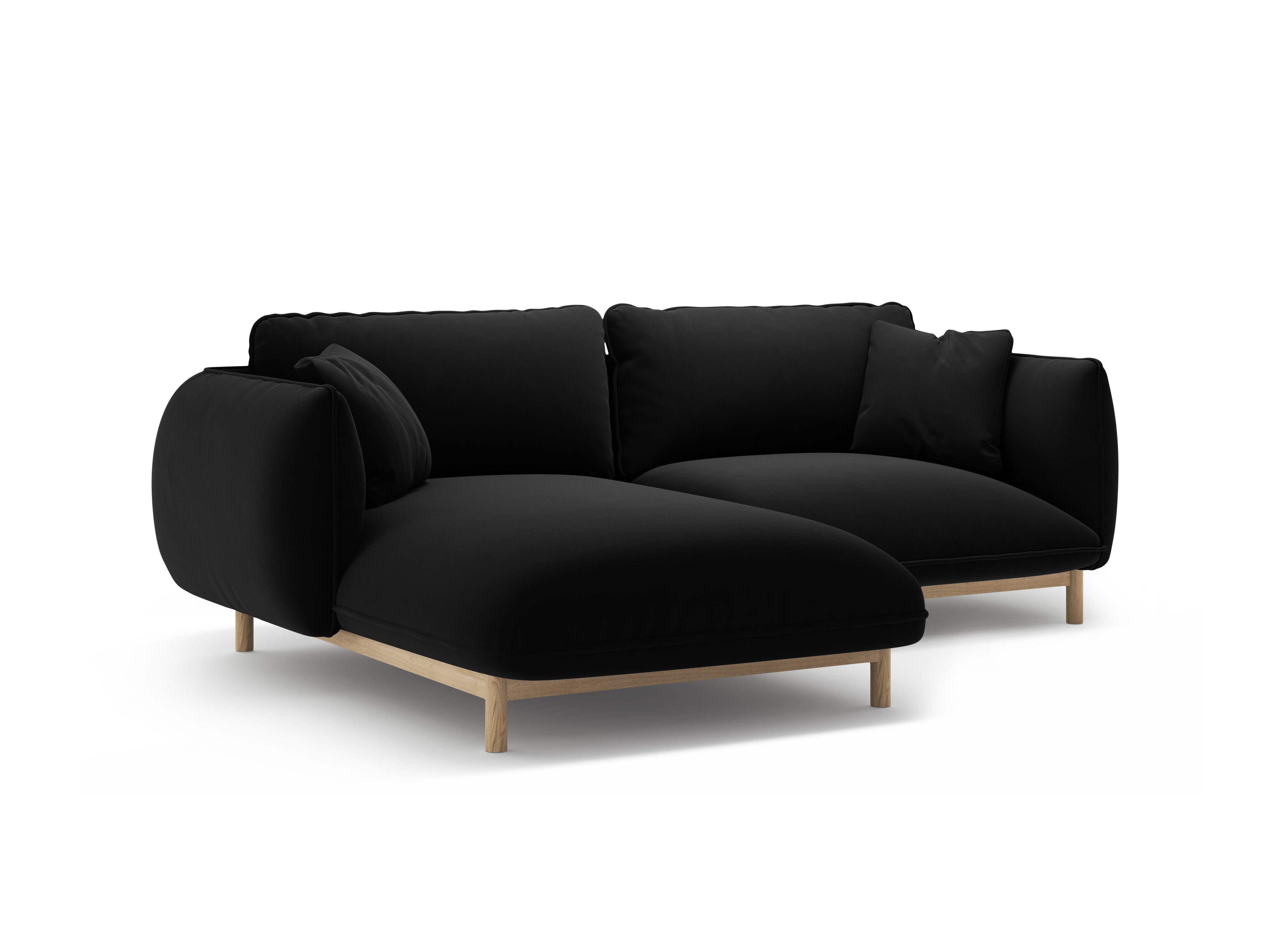 Black Left-Sided Velvet Corner Sofa ADA