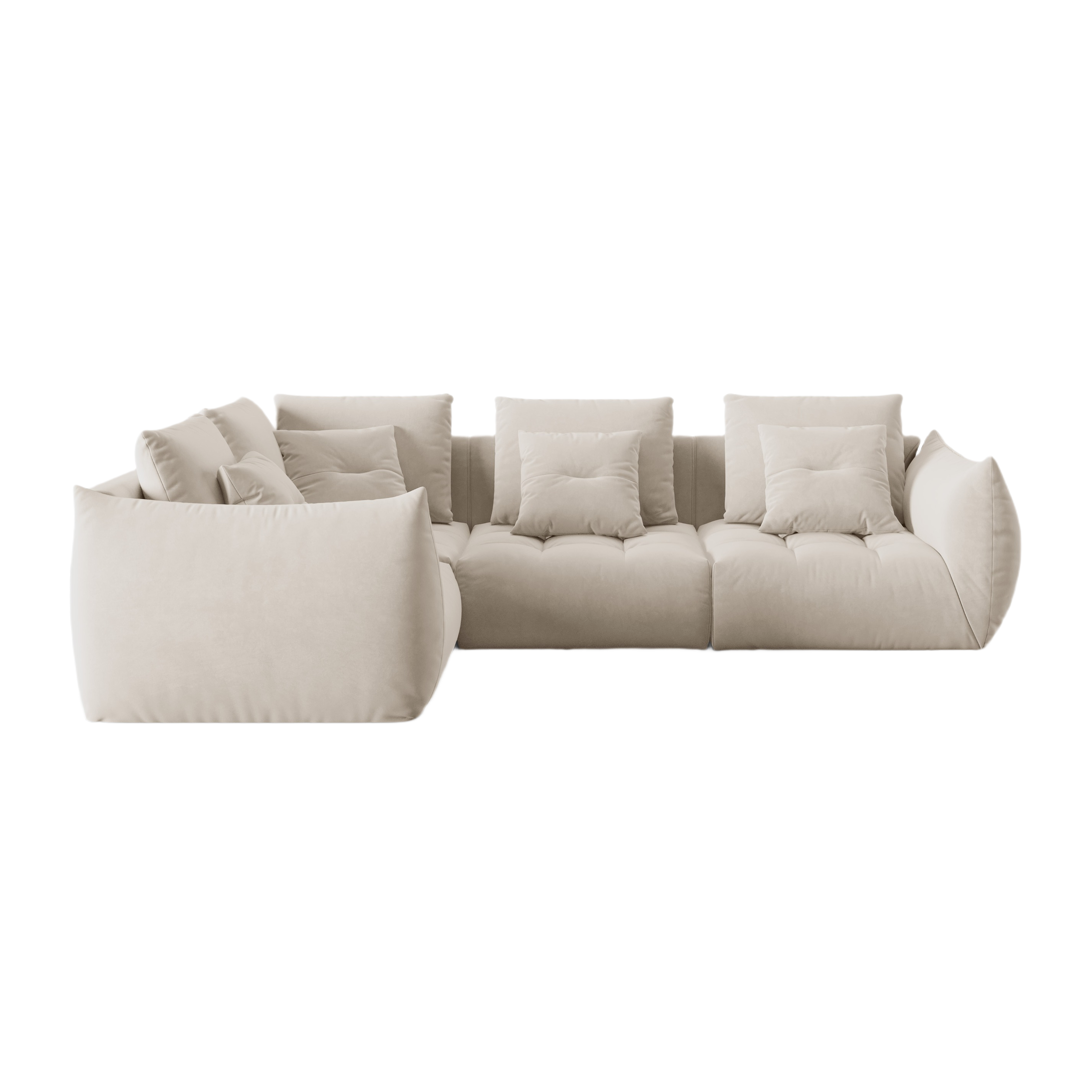 Velvet Modular Left Corner Sofa, "Bloom", 3 Seats, Ecru, 316x216x95
Made in Europe