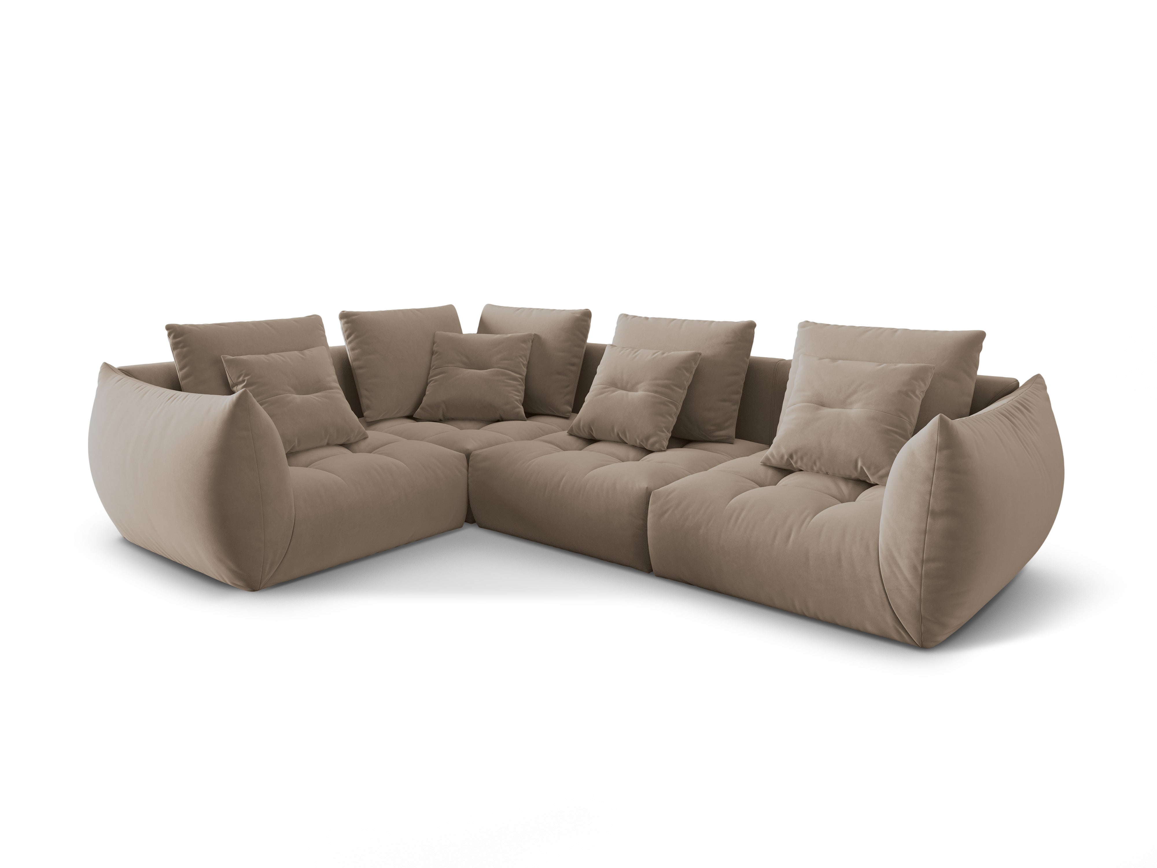 Velvet Modular Left Corner Sofa, "Bloom", 3 Seats, Light Brown, 316x216x95
Made in Europe