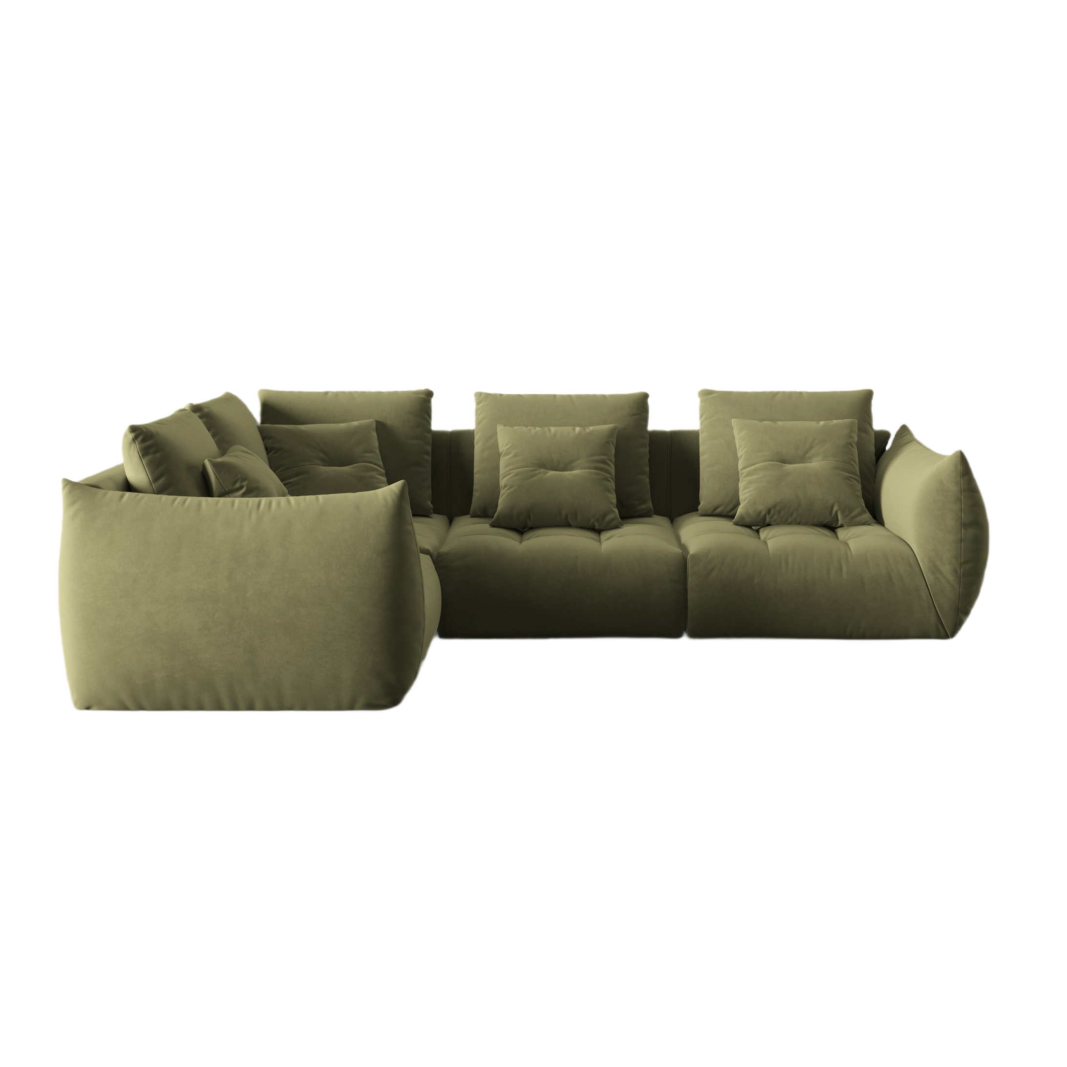 Samt modulares linke Ecksofa, "Bloom", 3 Sitze, hellgrün, 316x216x95
In Europa gemacht