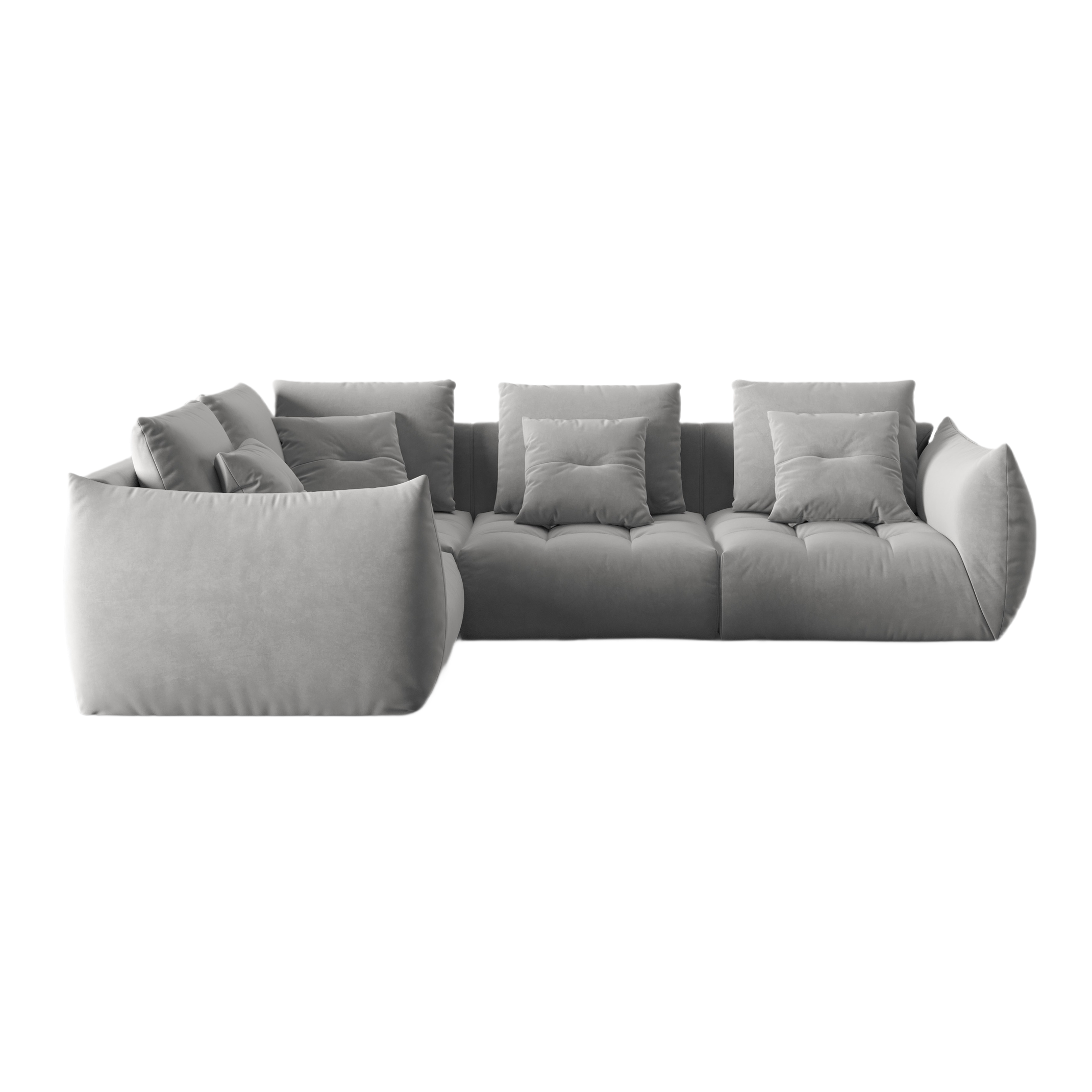 Velvet Modular Left Corner Sofa, "Bloom", 3 Seats, Gray, 316x216x95
Made in Europe
