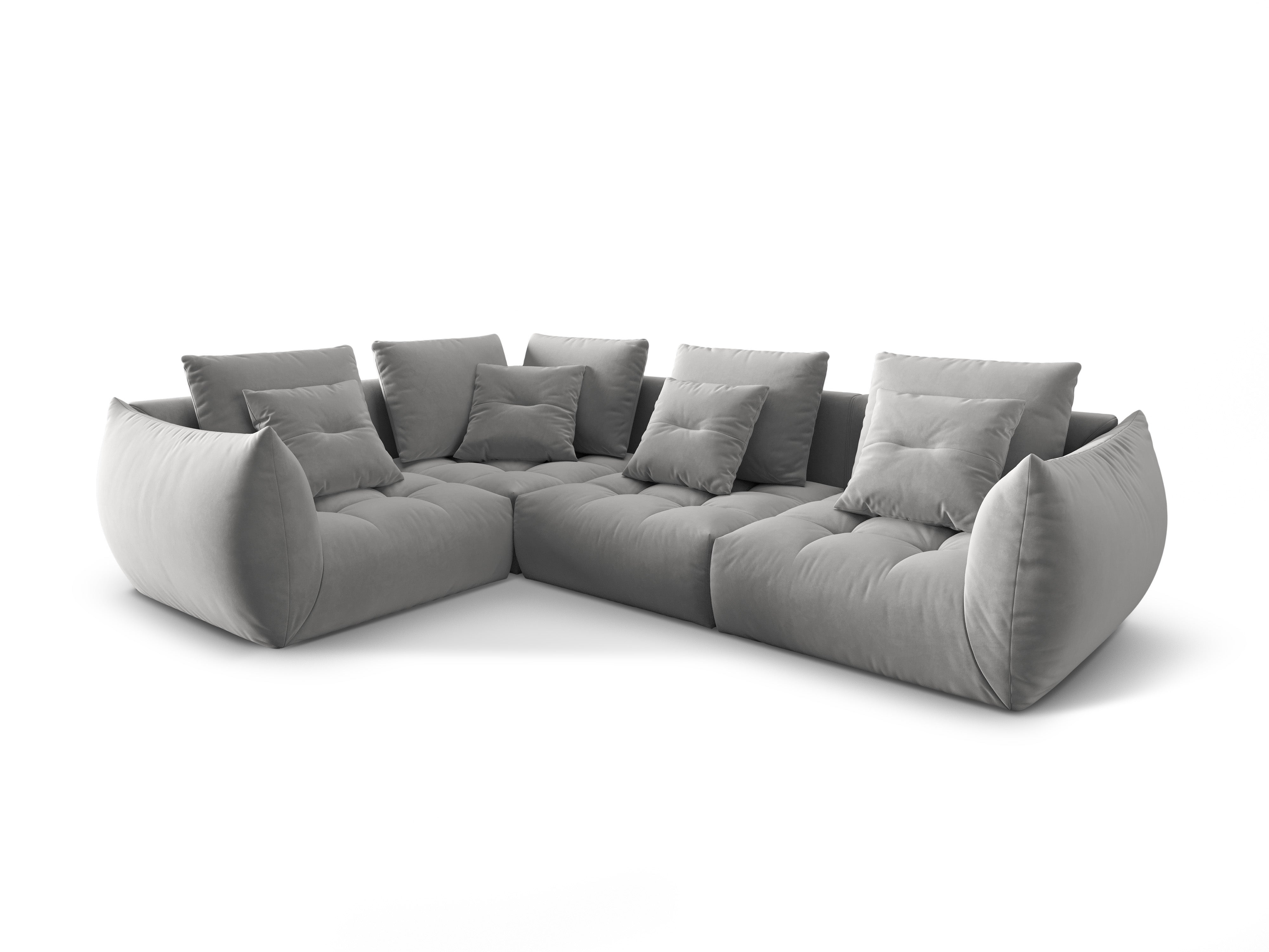 Velvet Modular Left Corner Sofa, "Bloom", 3 Seats, Gray, 316x216x95
Made in Europe