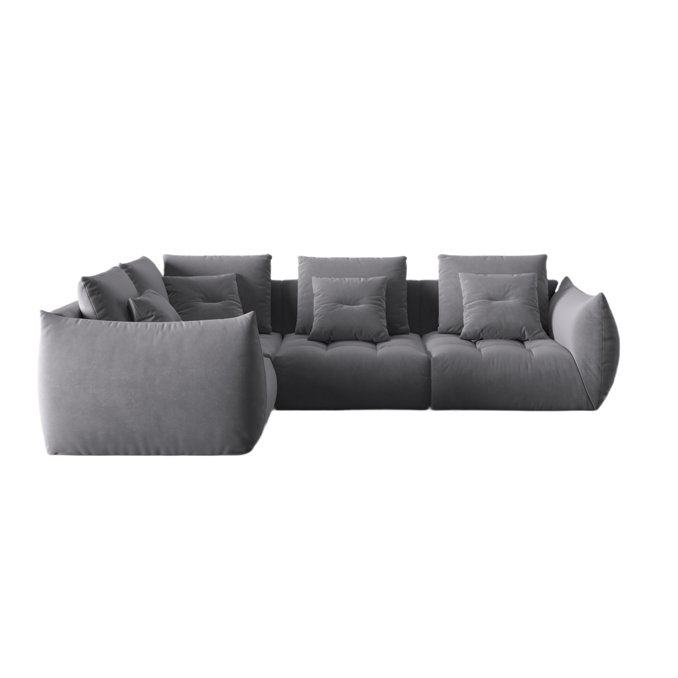Velvet Modular Left Corner Sofa, "Bloom", 3 Seats, Dark Gray, 316x216x95
Made in Europe