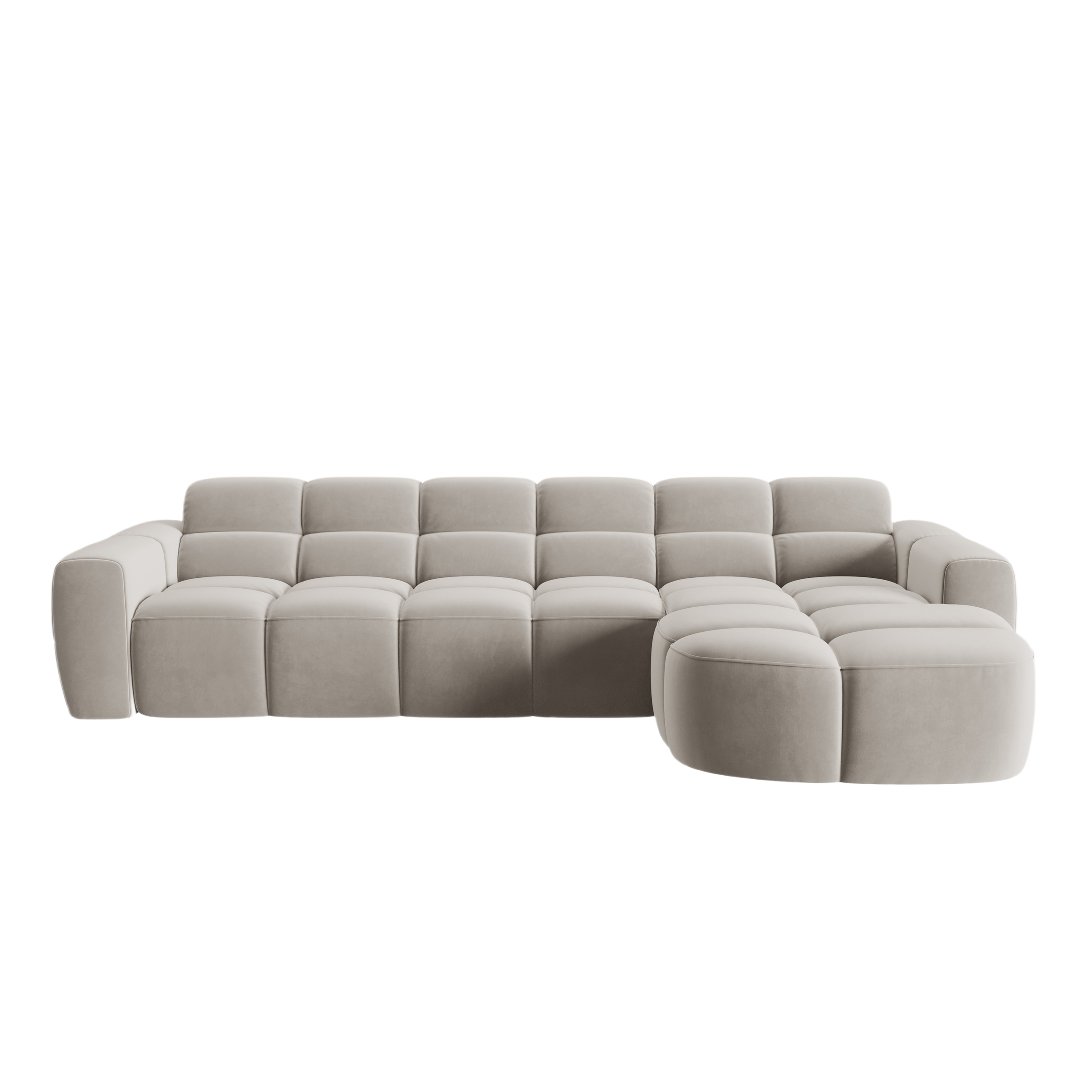 Samt-Ecksofa rechts LISA hellbeige