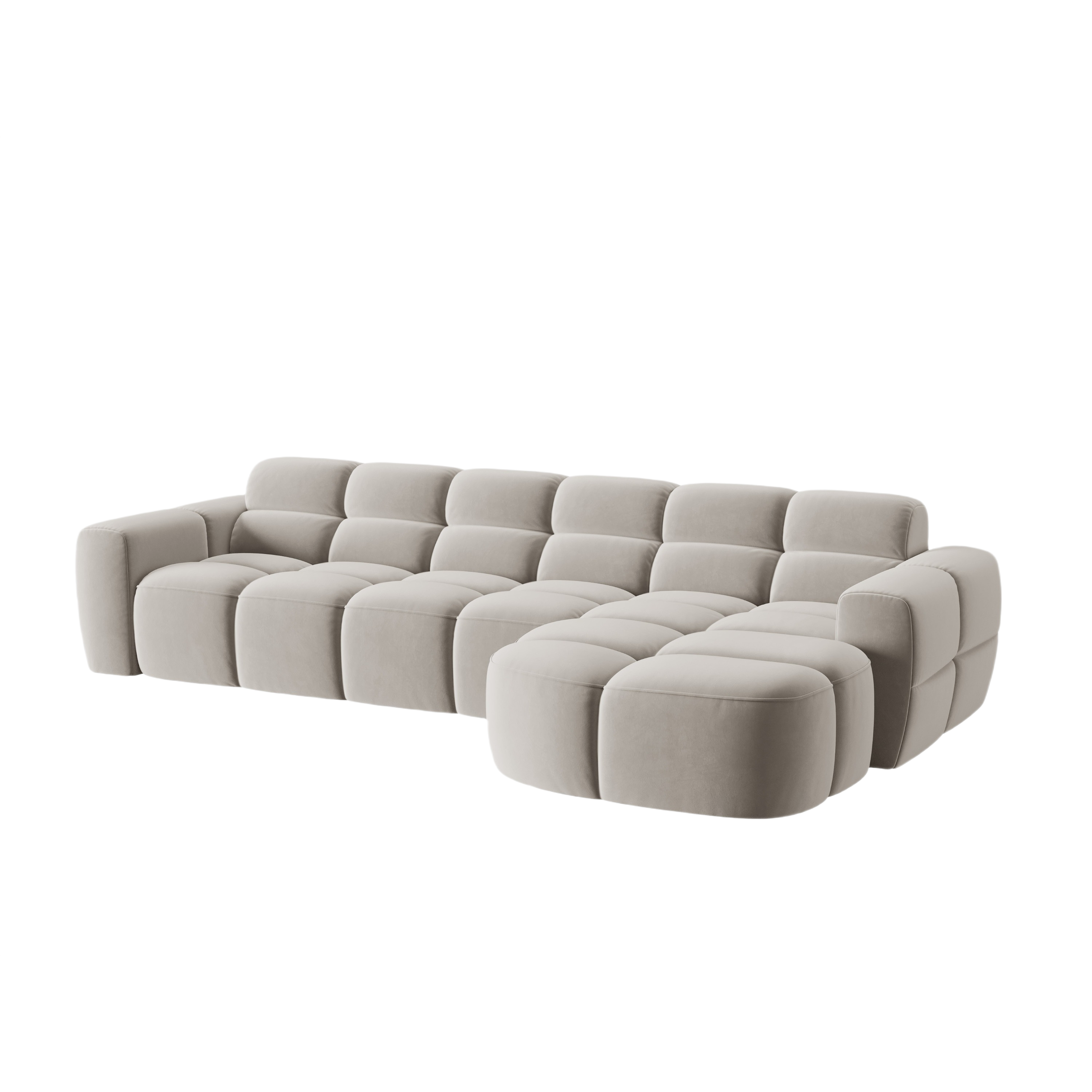 Samt-Ecksofa rechts LISA hellbeige