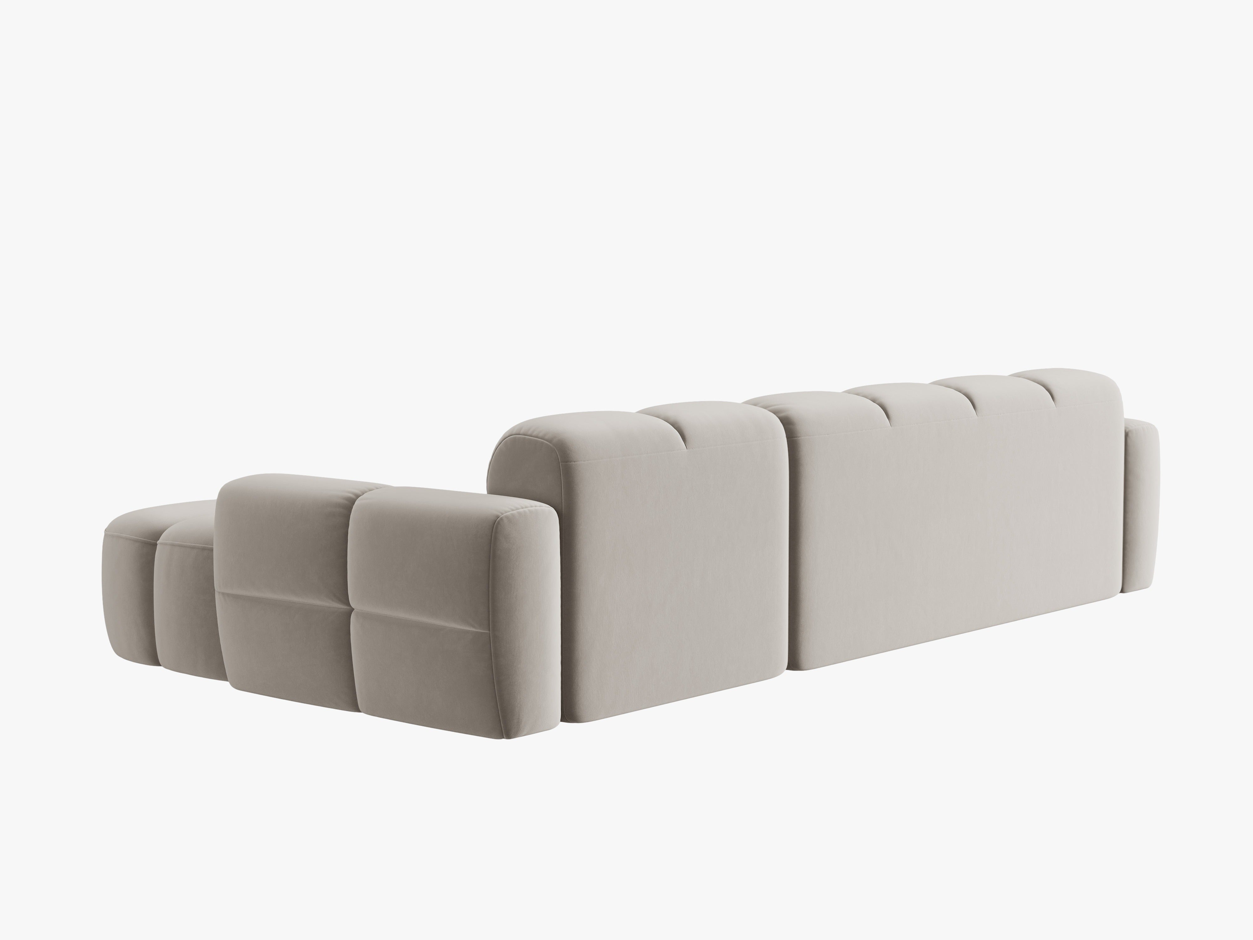 Samt-Ecksofa rechts LISA hellbeige