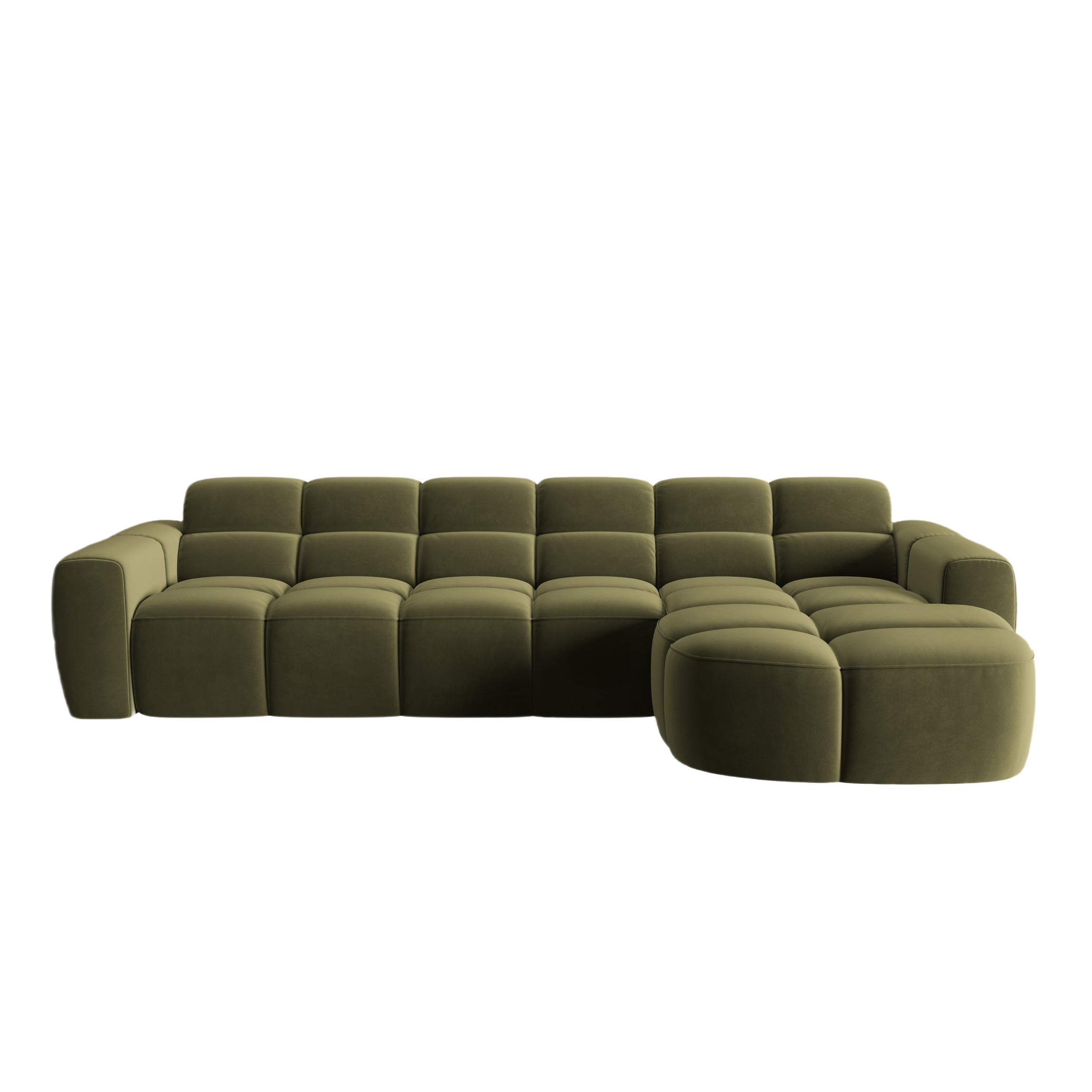 Right-facing velvet corner sofa LISA light green