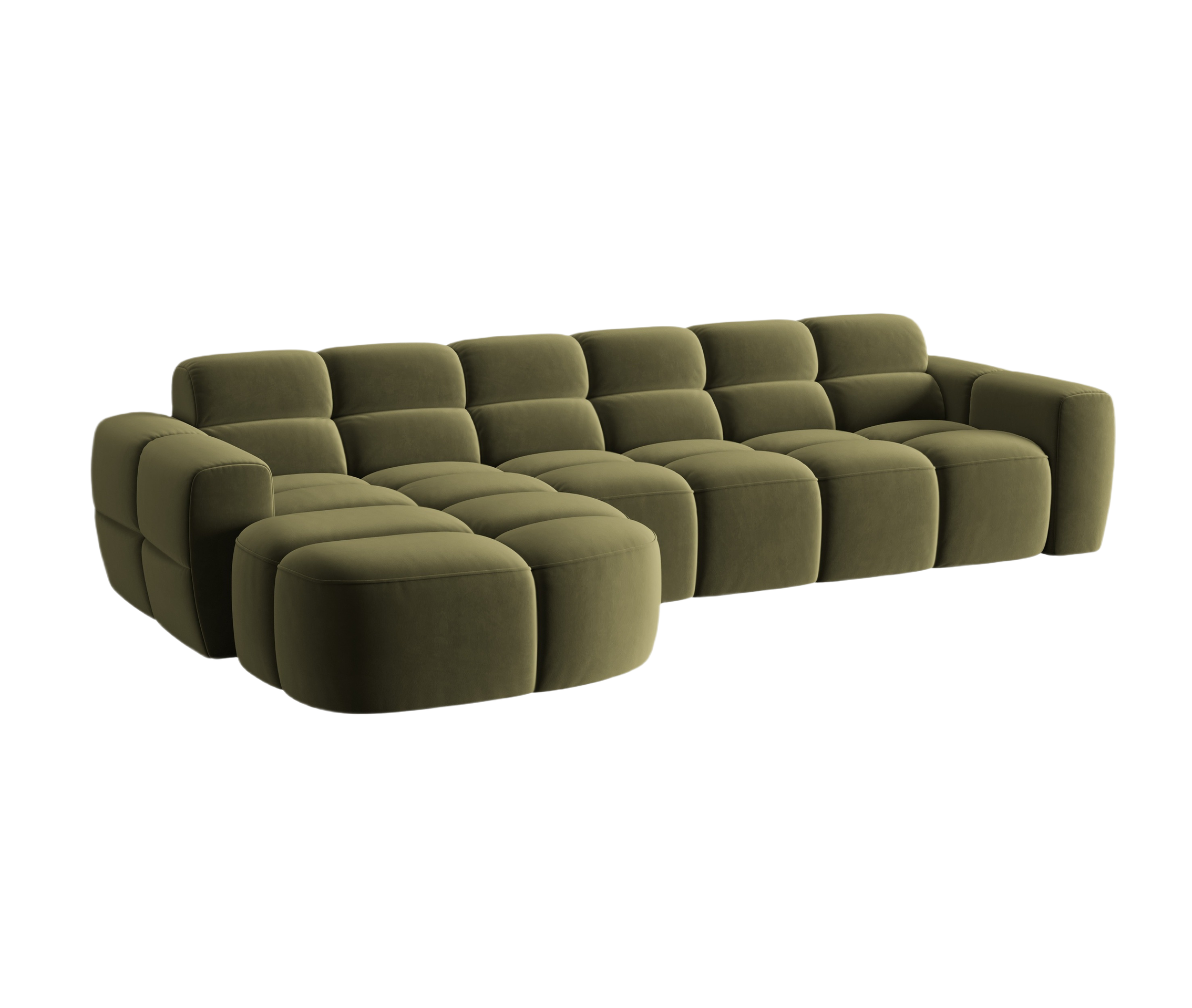 Left-facing velvet corner sofa LISA light green