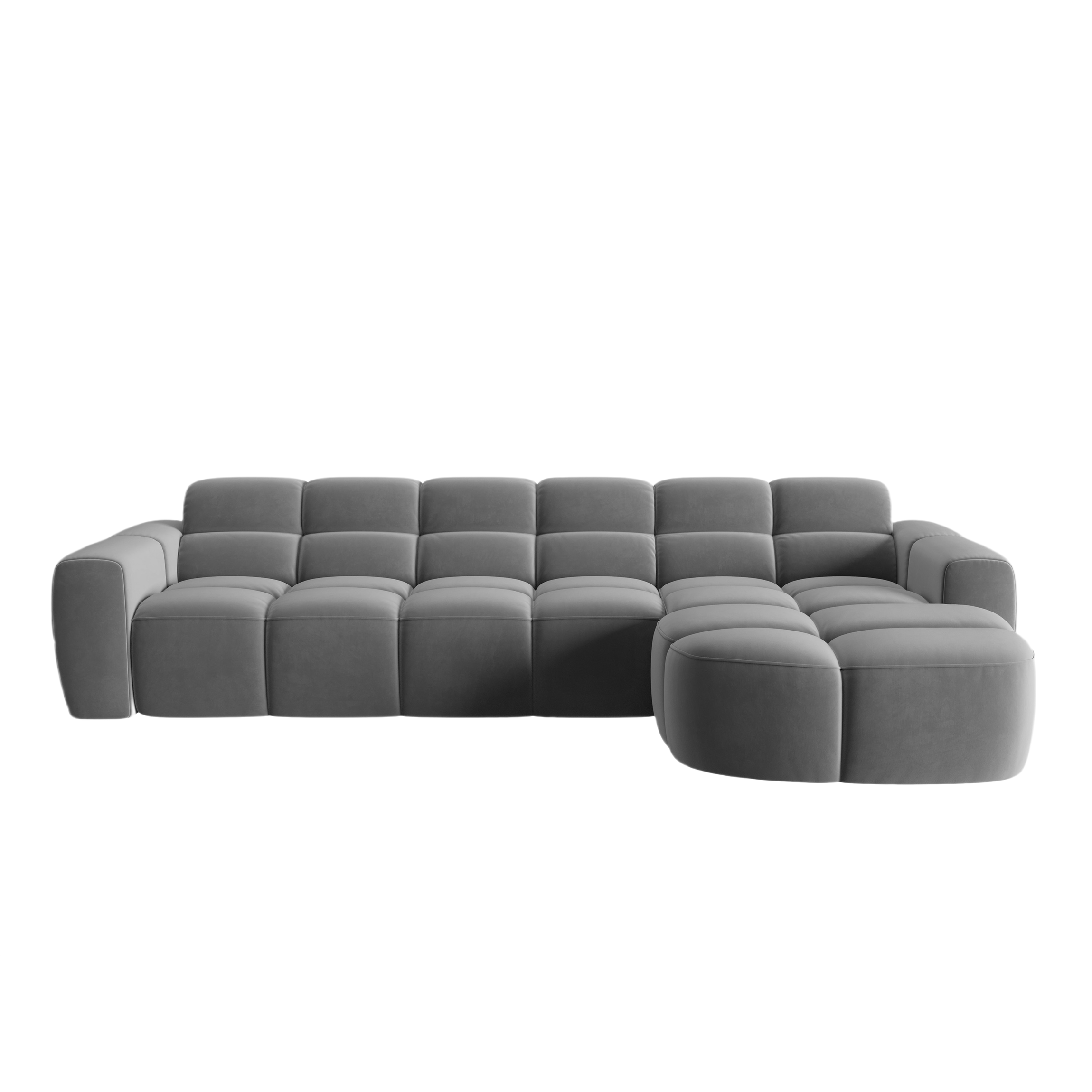 Samt-Ecksofa rechts LISA hellgrau