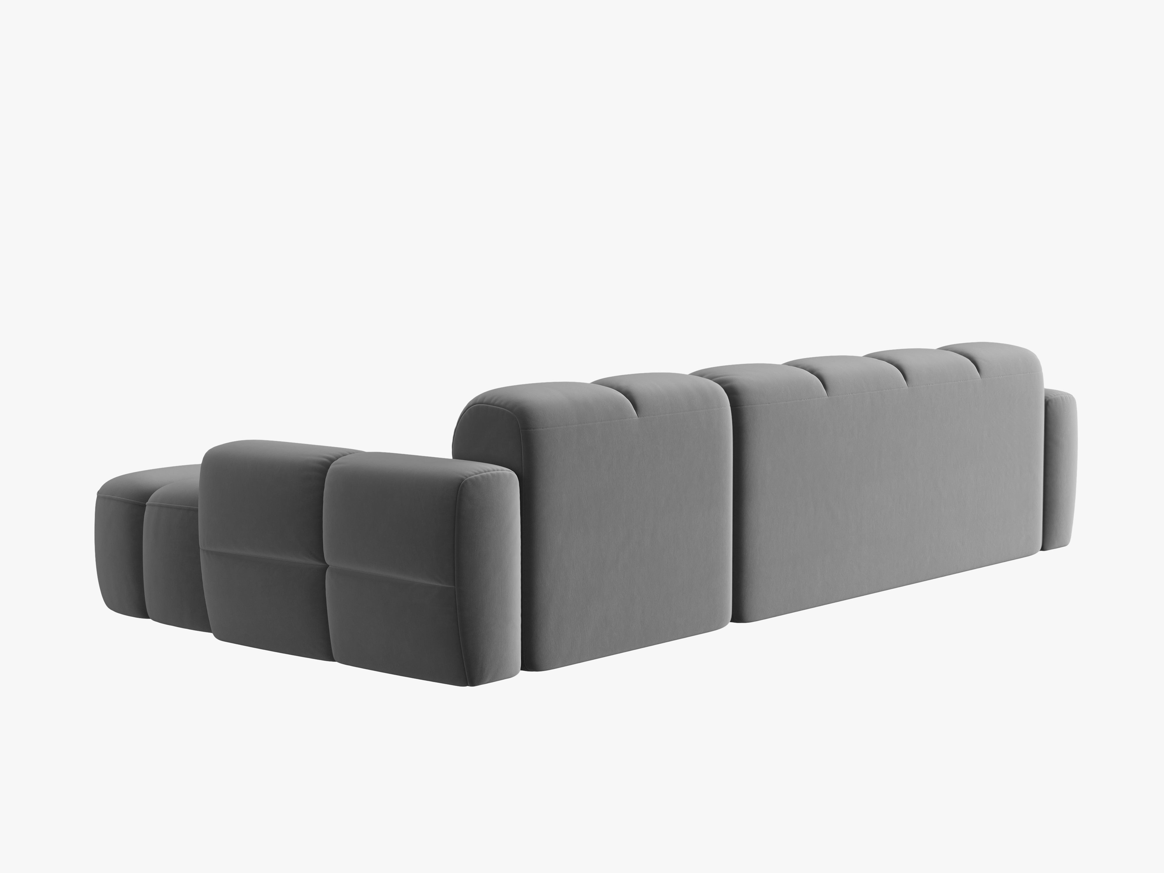Samt-Ecksofa rechts LISA hellgrau