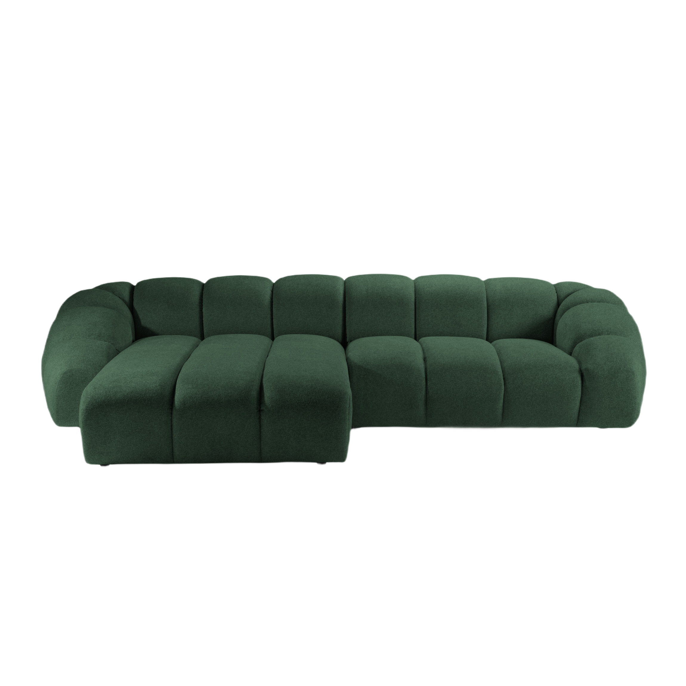 4-sitziger linker Ecksofa DIANA dunkelgrüner Chenille