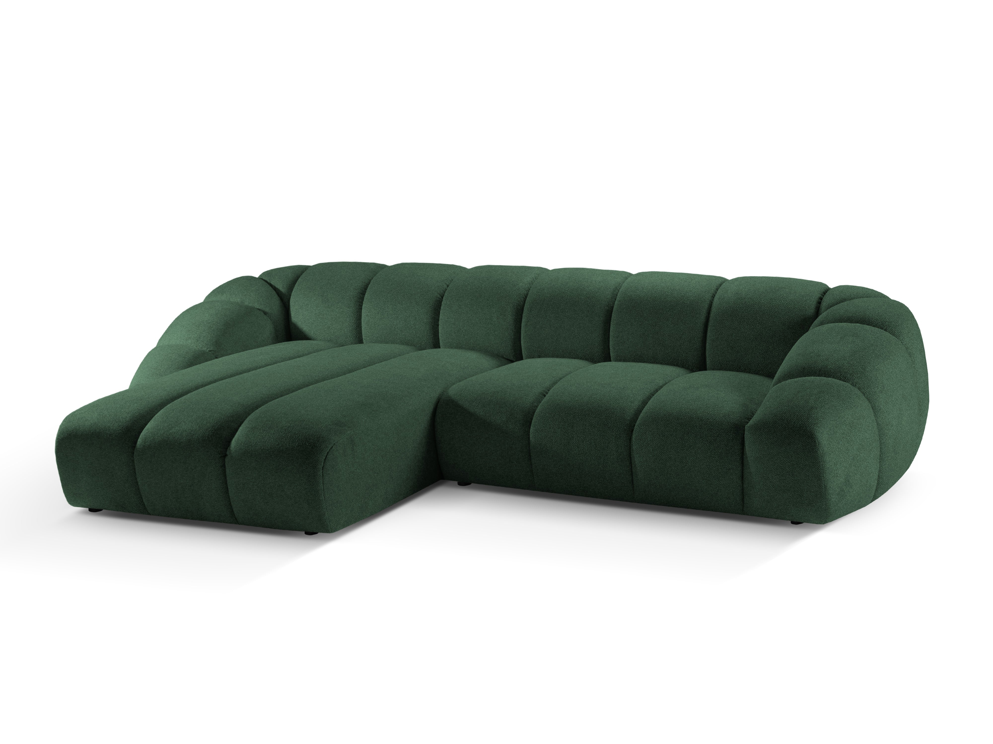 4-sitziger linker Ecksofa DIANA dunkelgrüner Chenille