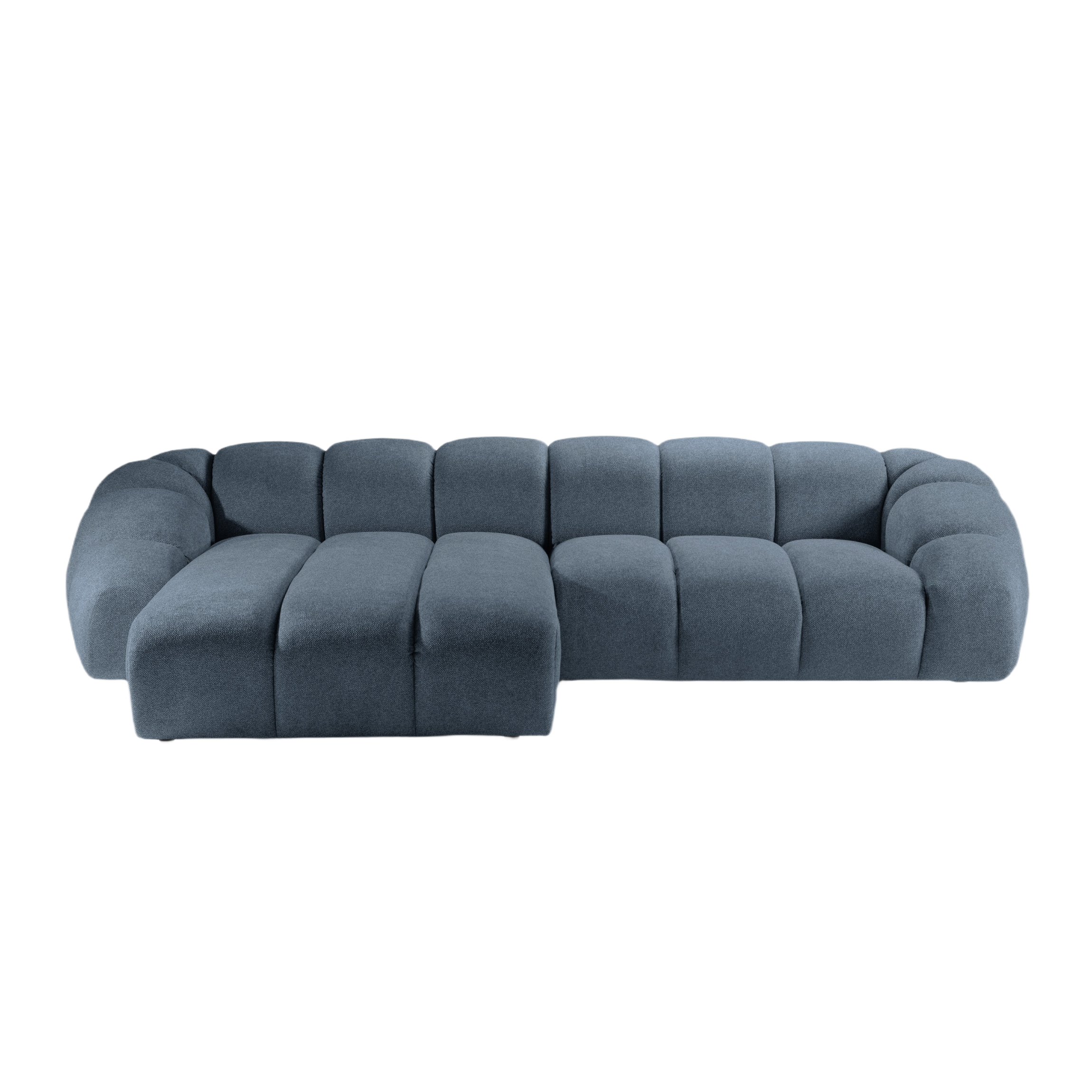 Velvet Left Corner Sofa, "Diana", 4 Seats, Blue Jeans, 334x182x72
Made in Europe