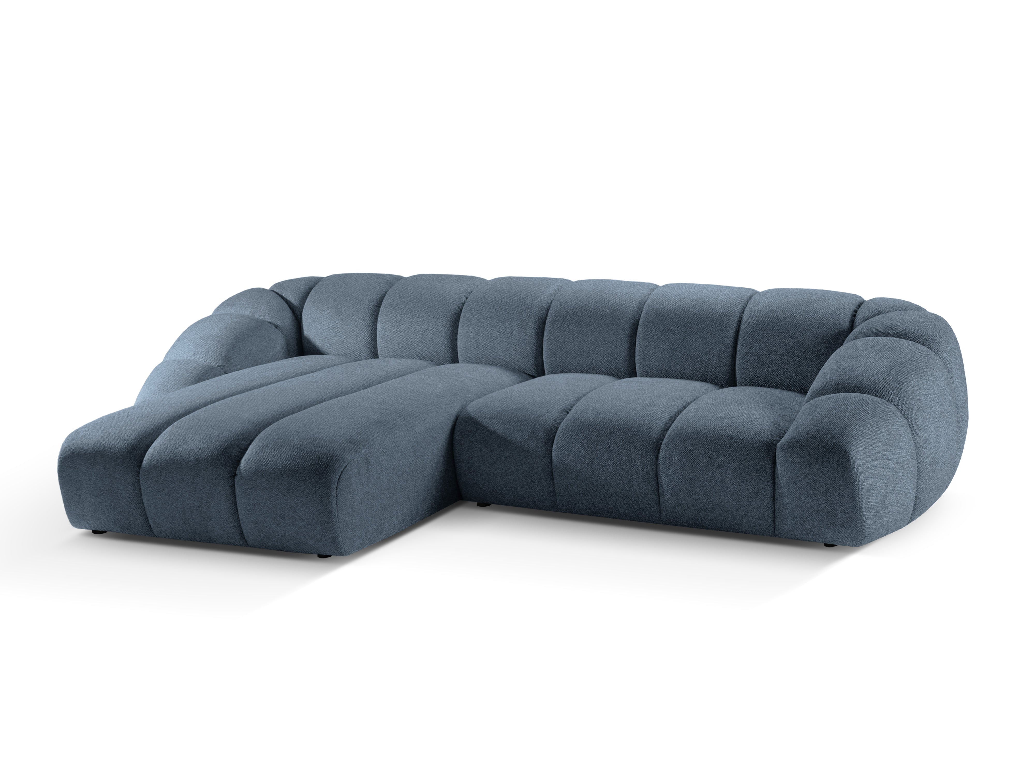 Velvet Left Corner Sofa, "Diana", 4 Seats, Blue Jeans, 334x182x72
Made in Europe