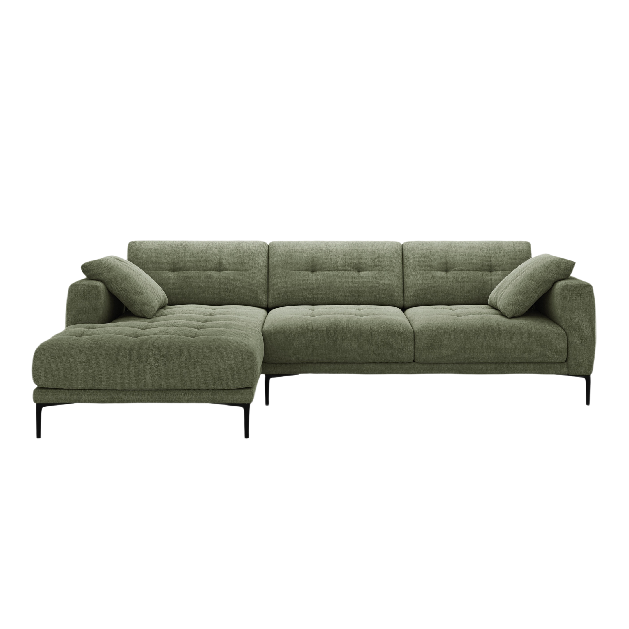 Left-sided corner sofa BEMY olive chenille