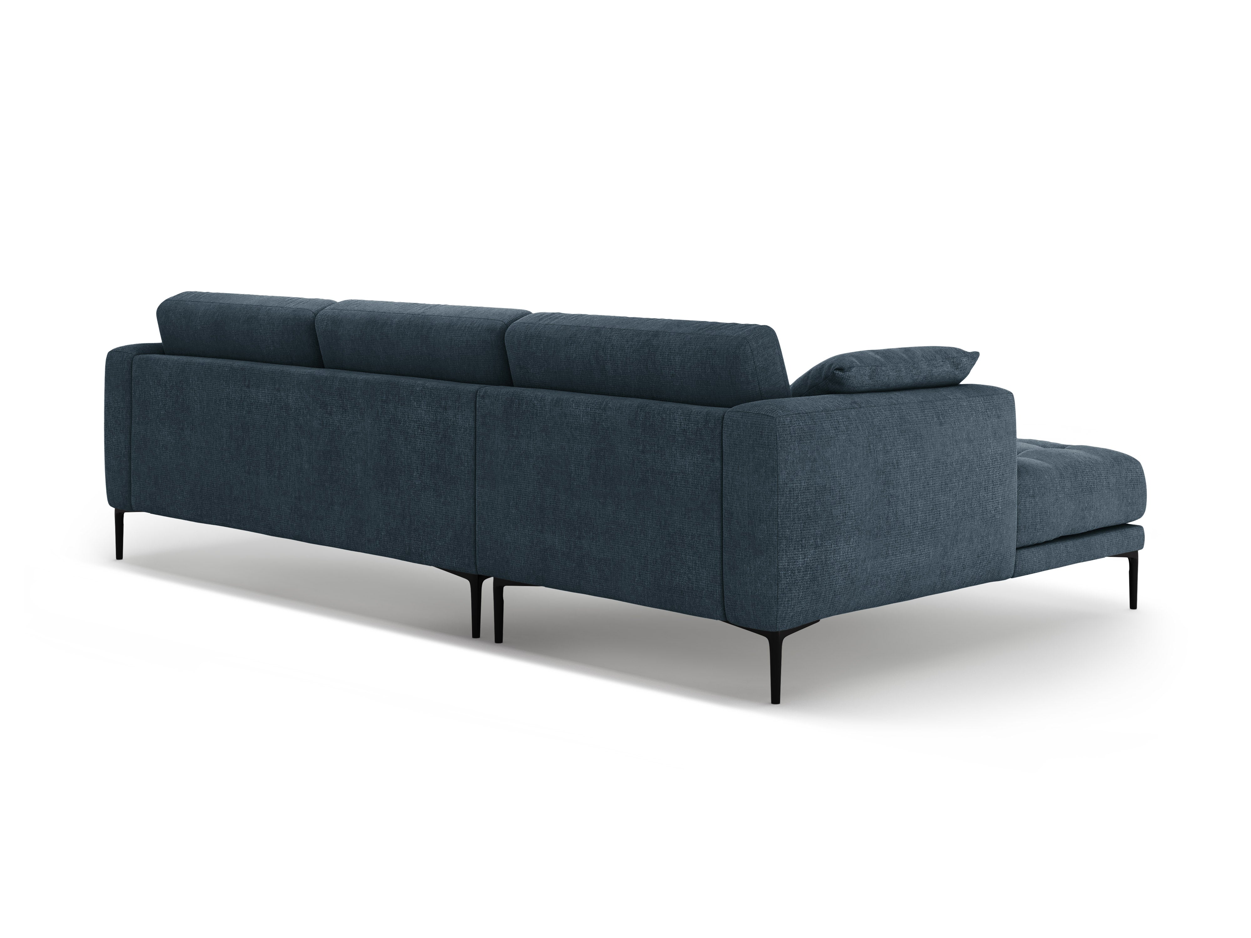 Left-sided corner sofa BEMY dark blue chenille
