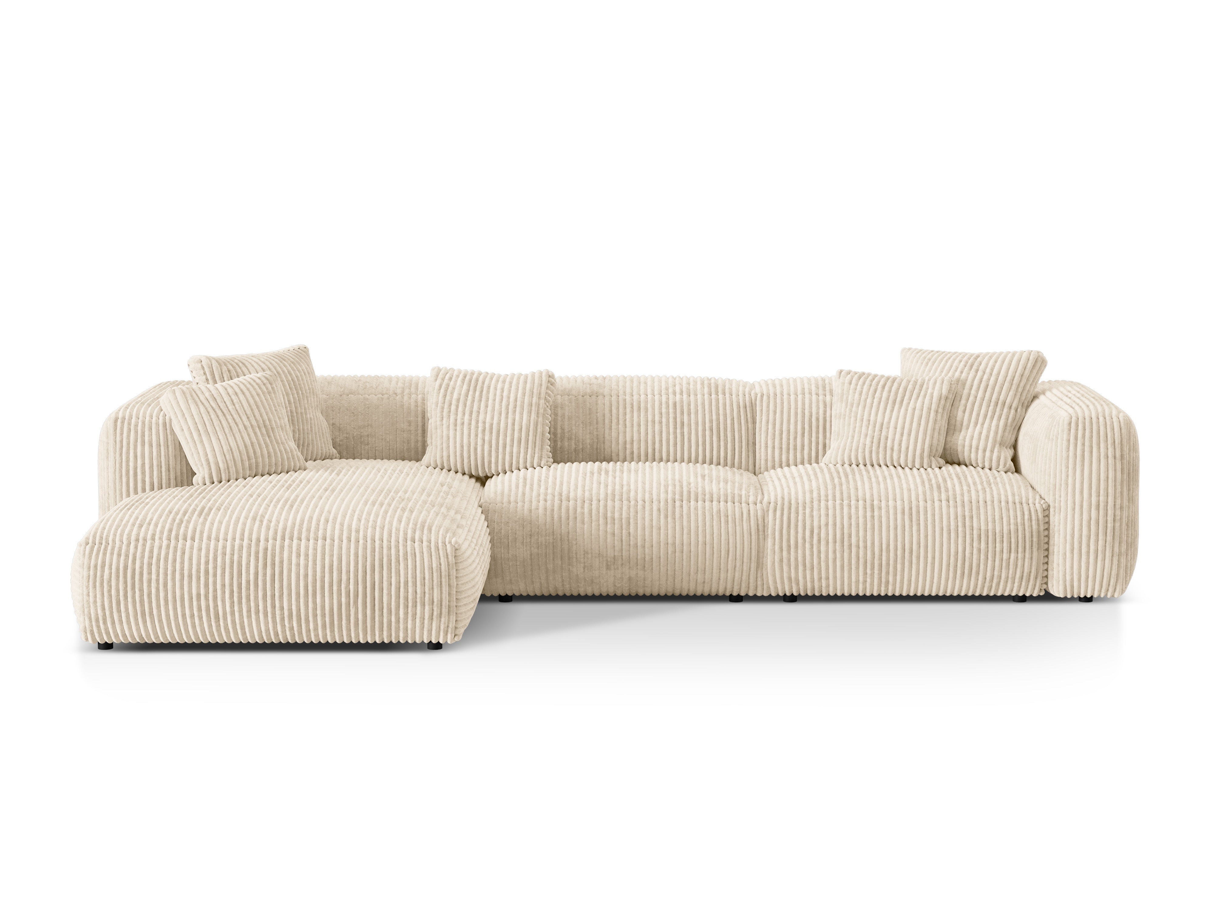 Left-handed 3-seater Martin light beige corduroy