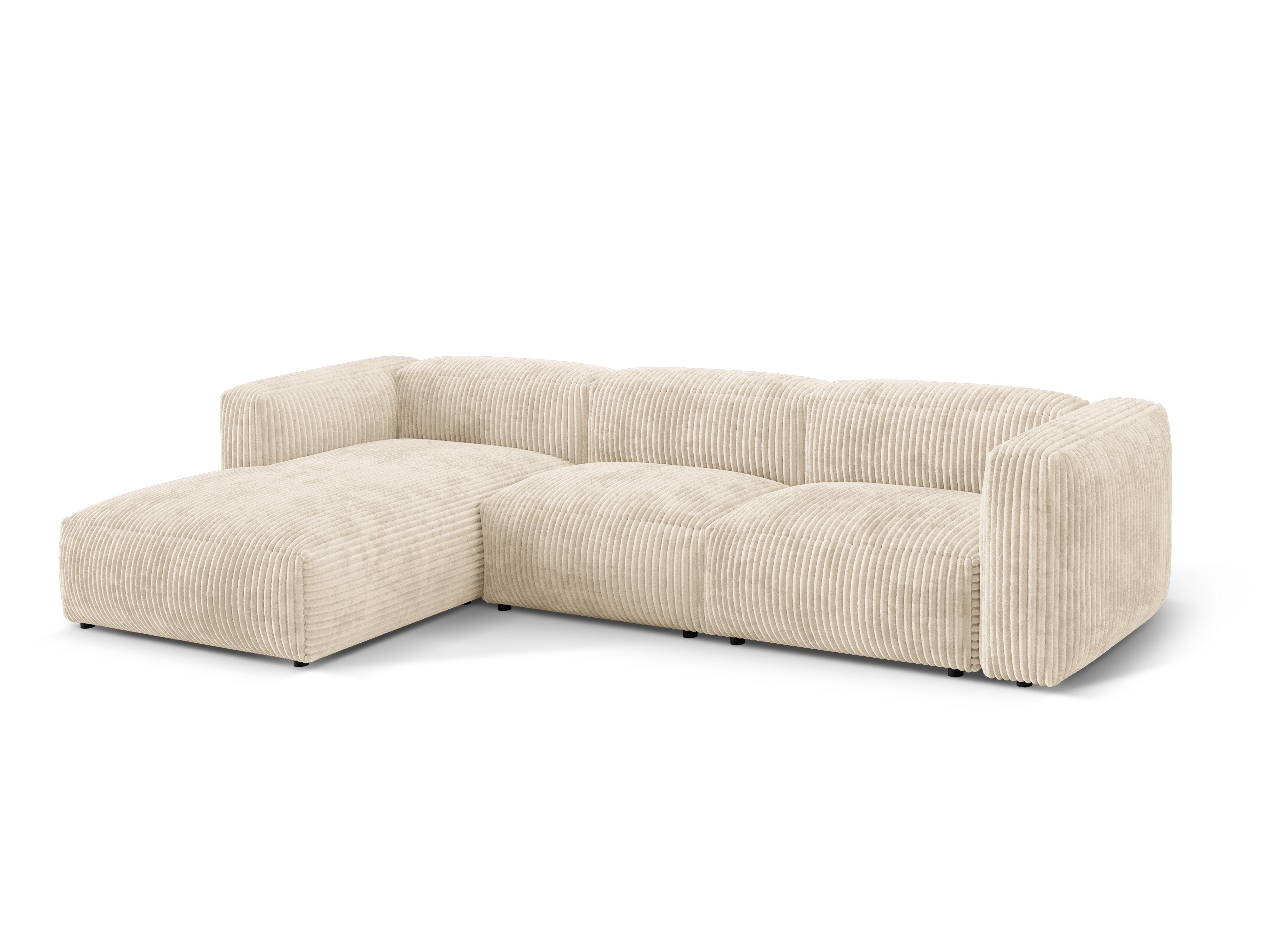 Left-handed 3-seater Martin light beige corduroy