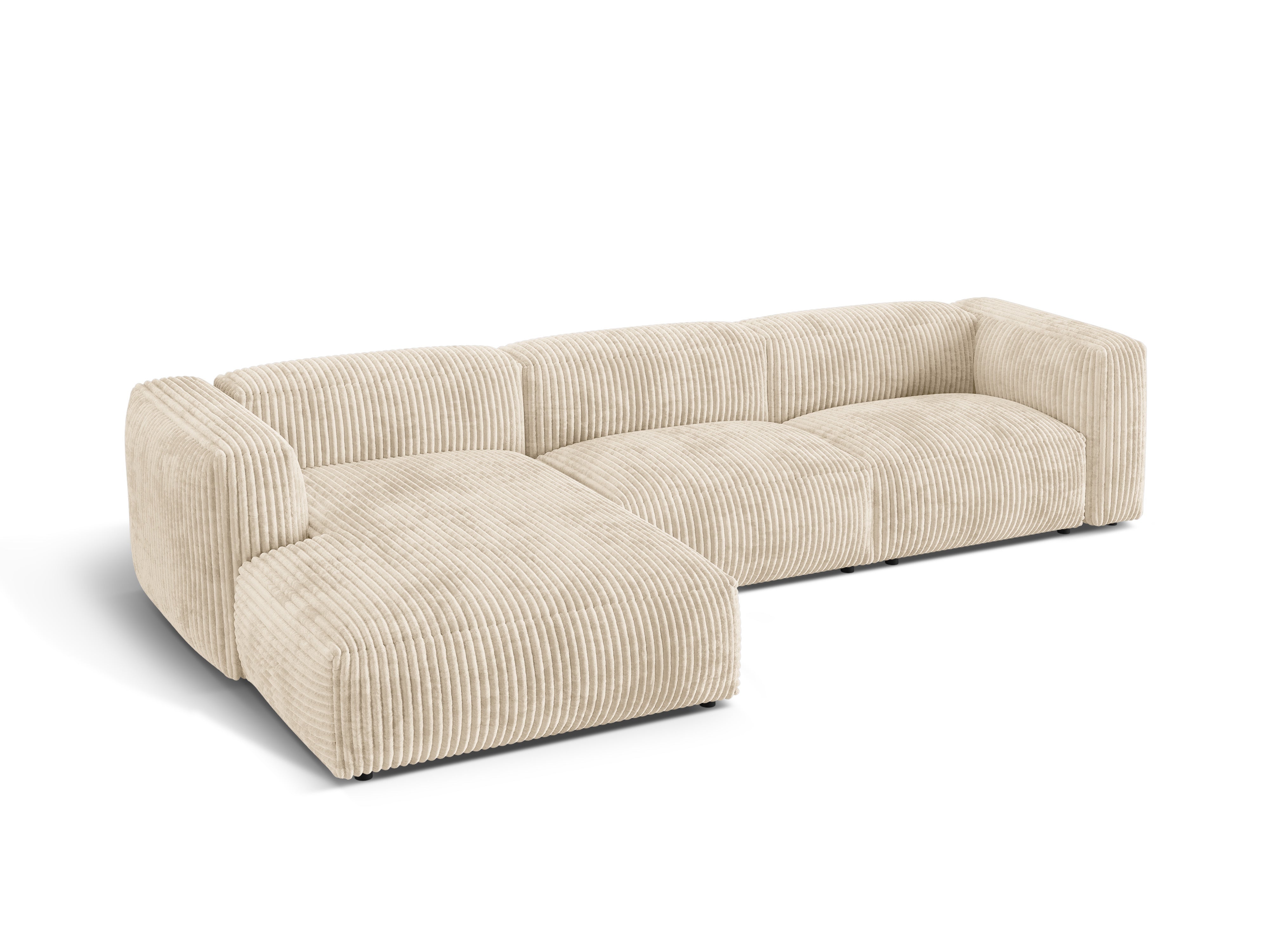 Left-handed 3-seater Martin light beige corduroy