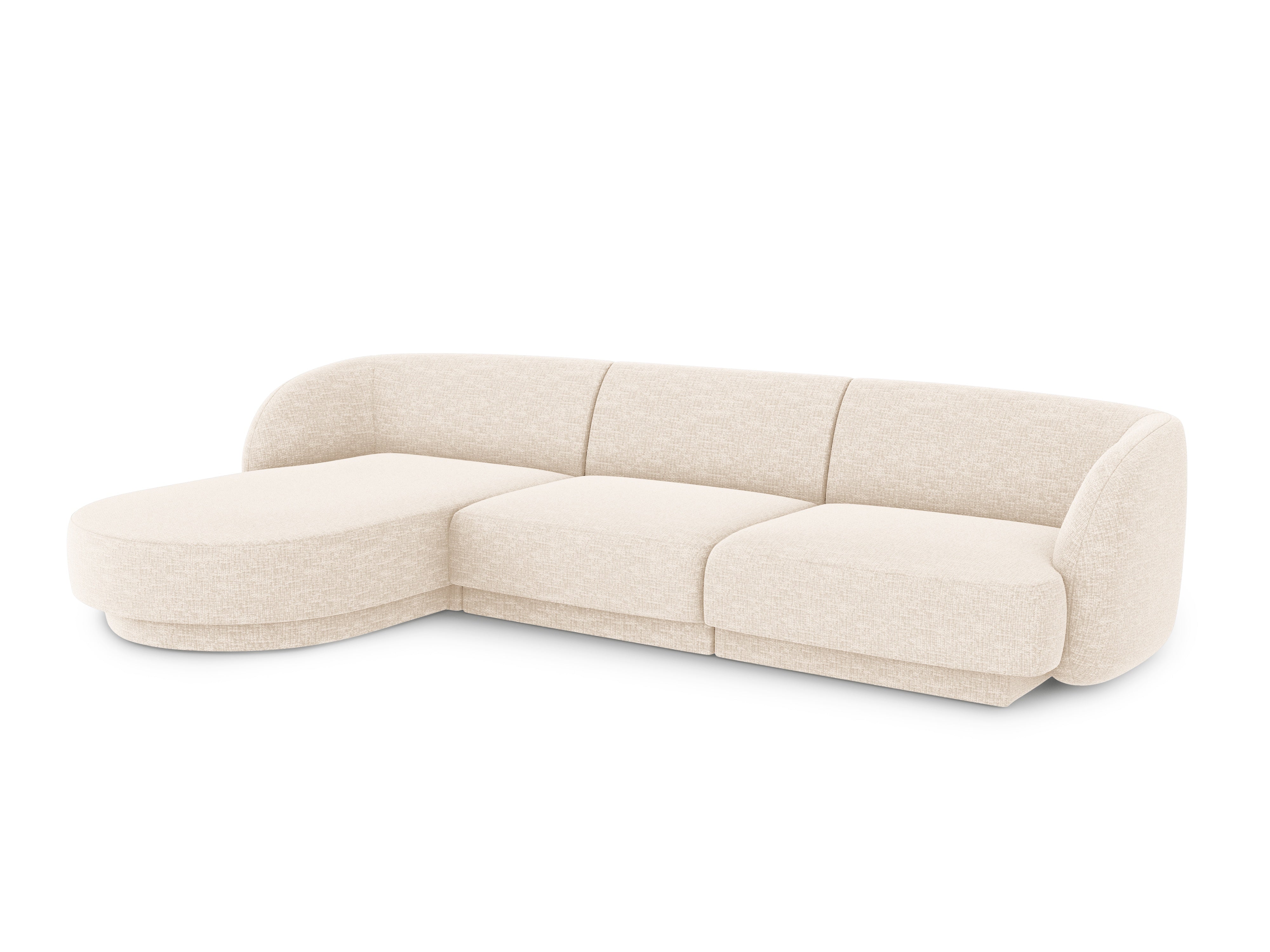 4-seater left-facing corner sofa MILEY ivory chenille
