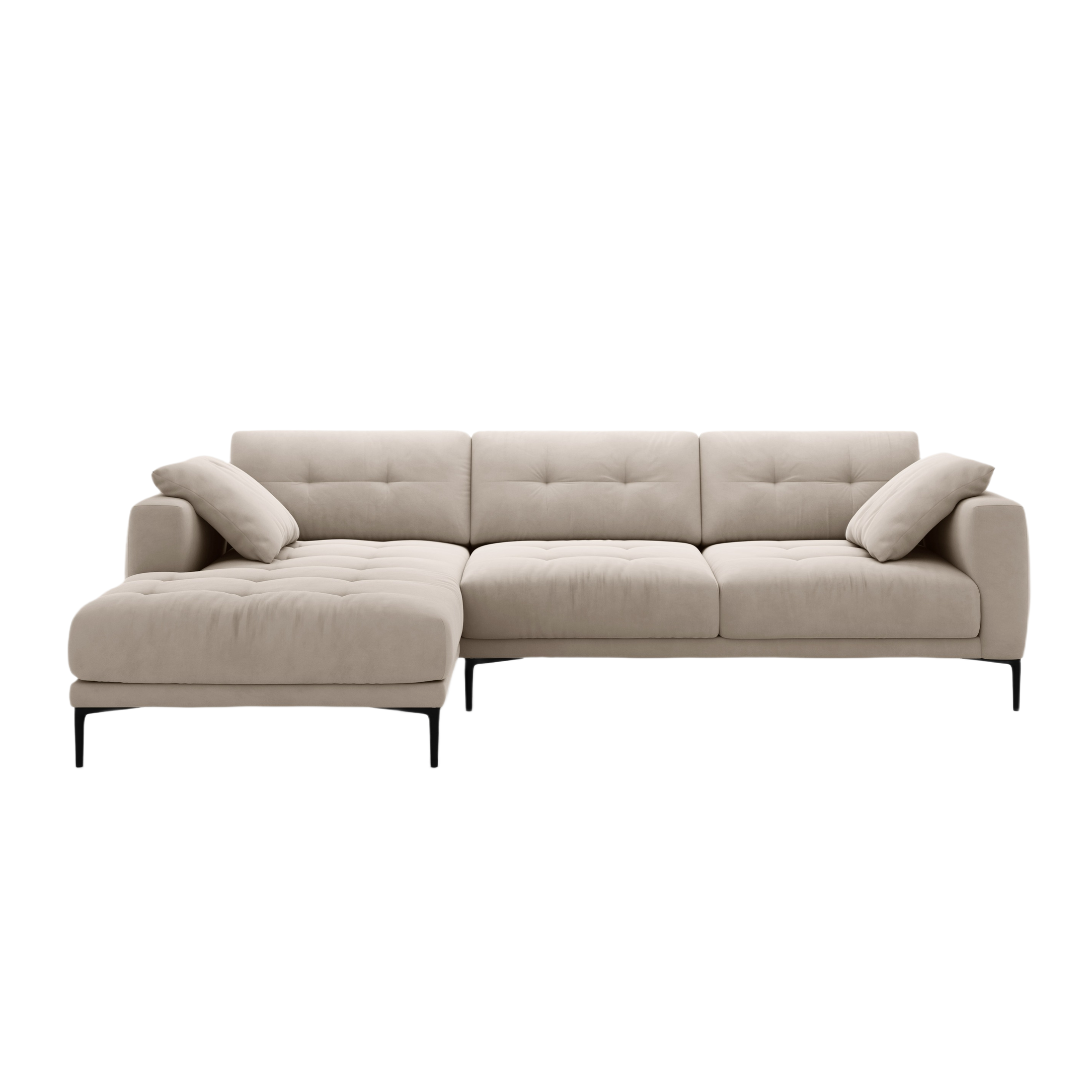 Left-sided velvet corner sofa BEMY beige