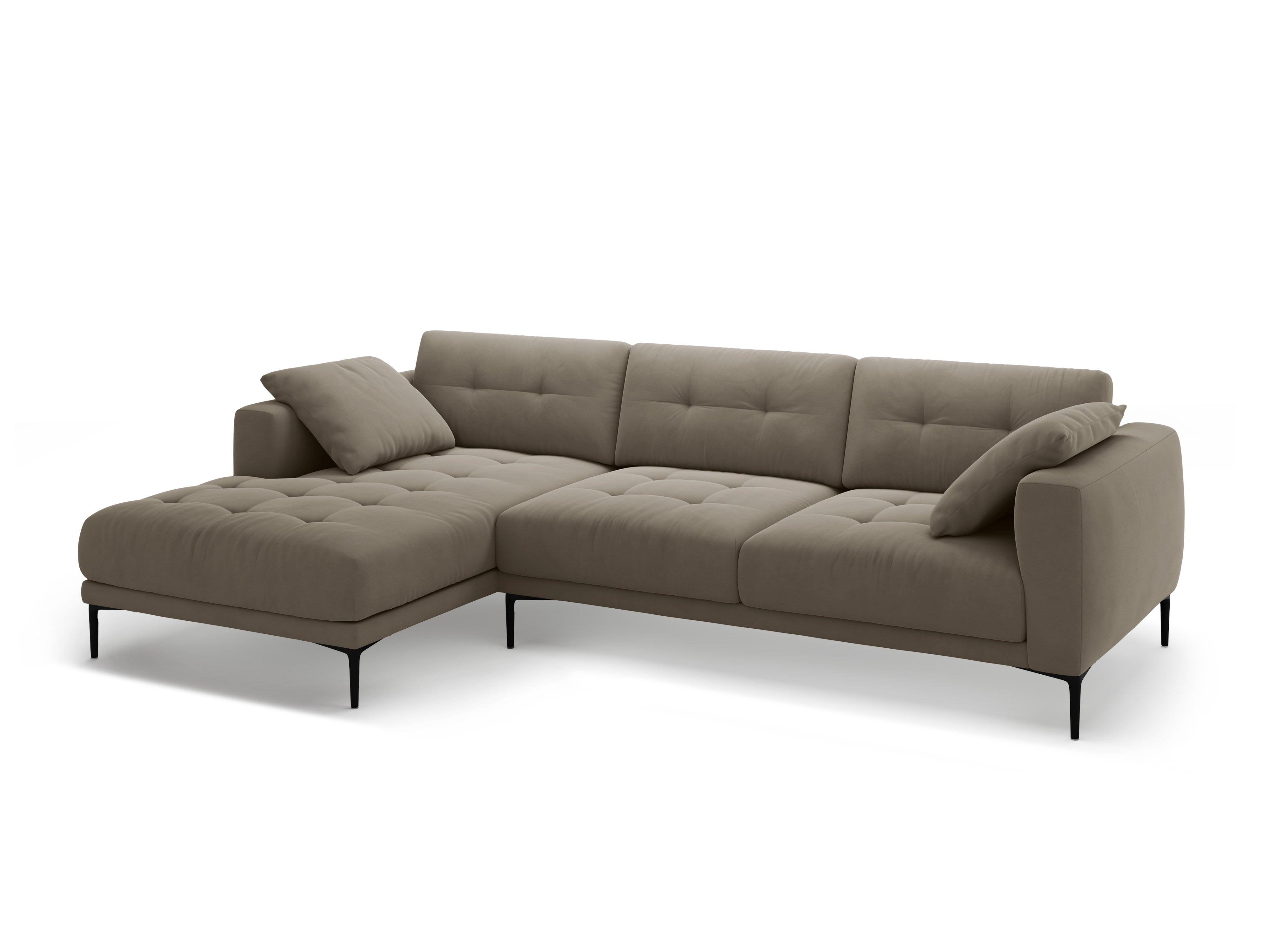 Left-facing velvet corner sofa BEMY gray-brown