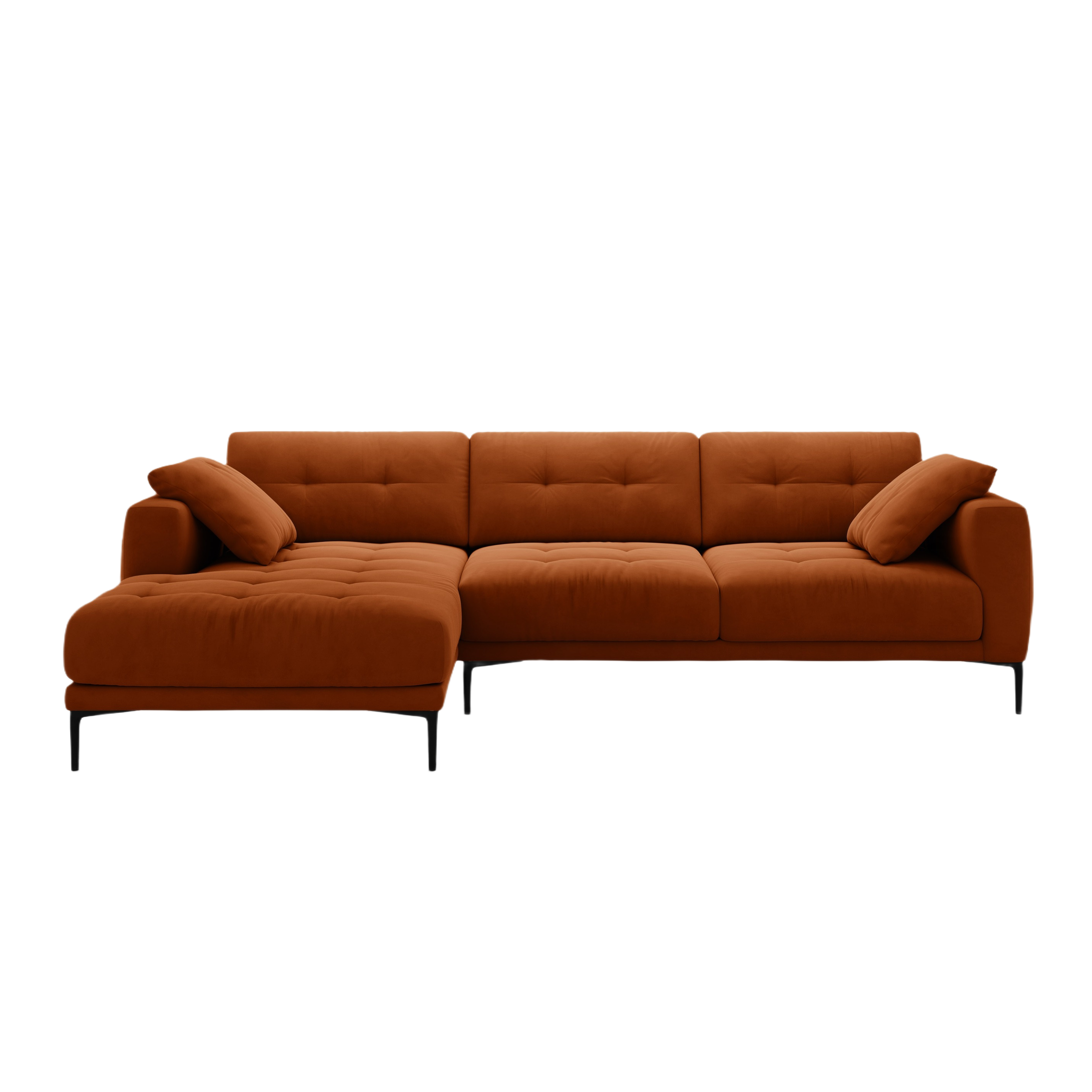 Left-facing velvet corner sofa BEMY terracotta