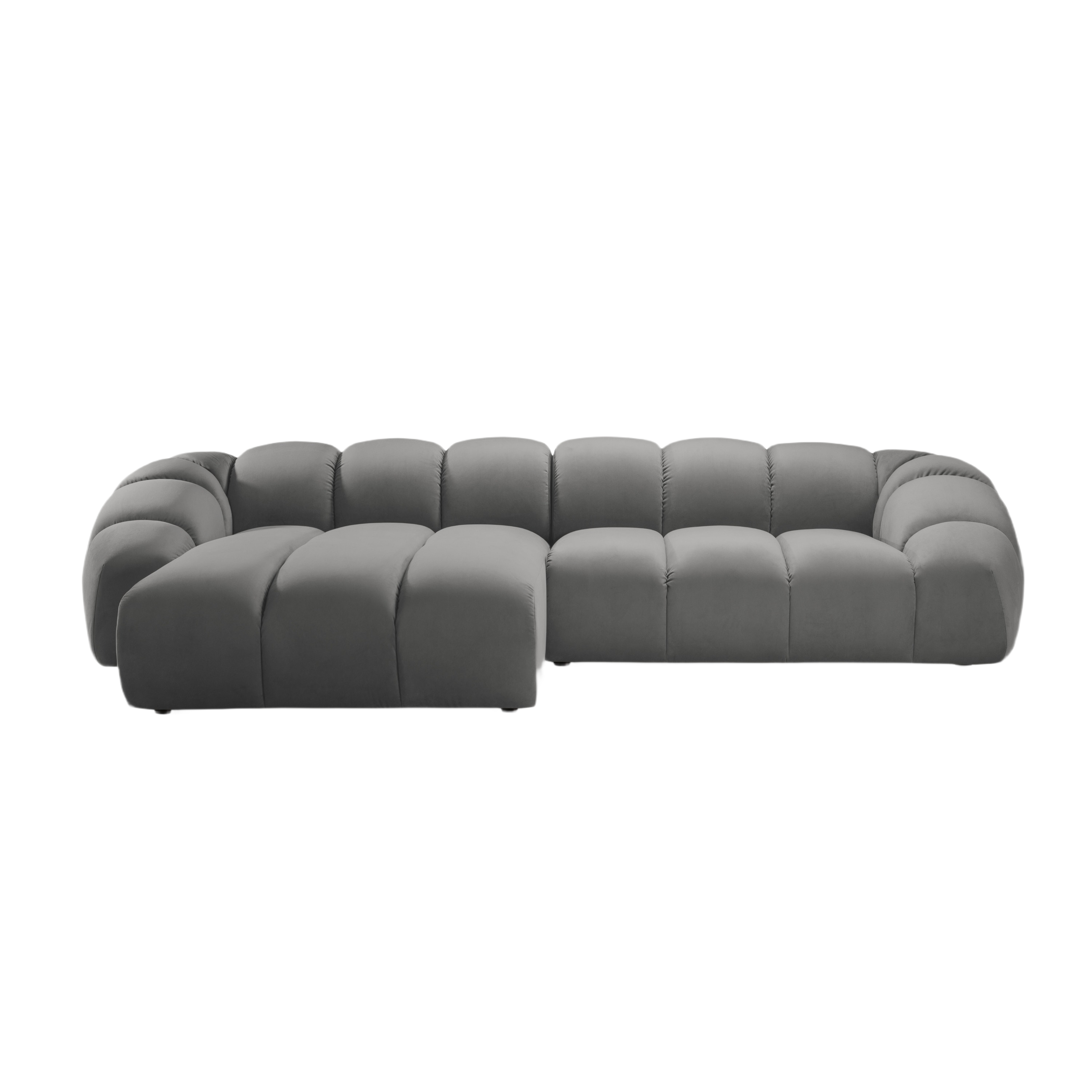 Samt linke Ecke Sofa, "Diana", 4 Sitze, Grau, 334x182x72
In Europa gemacht