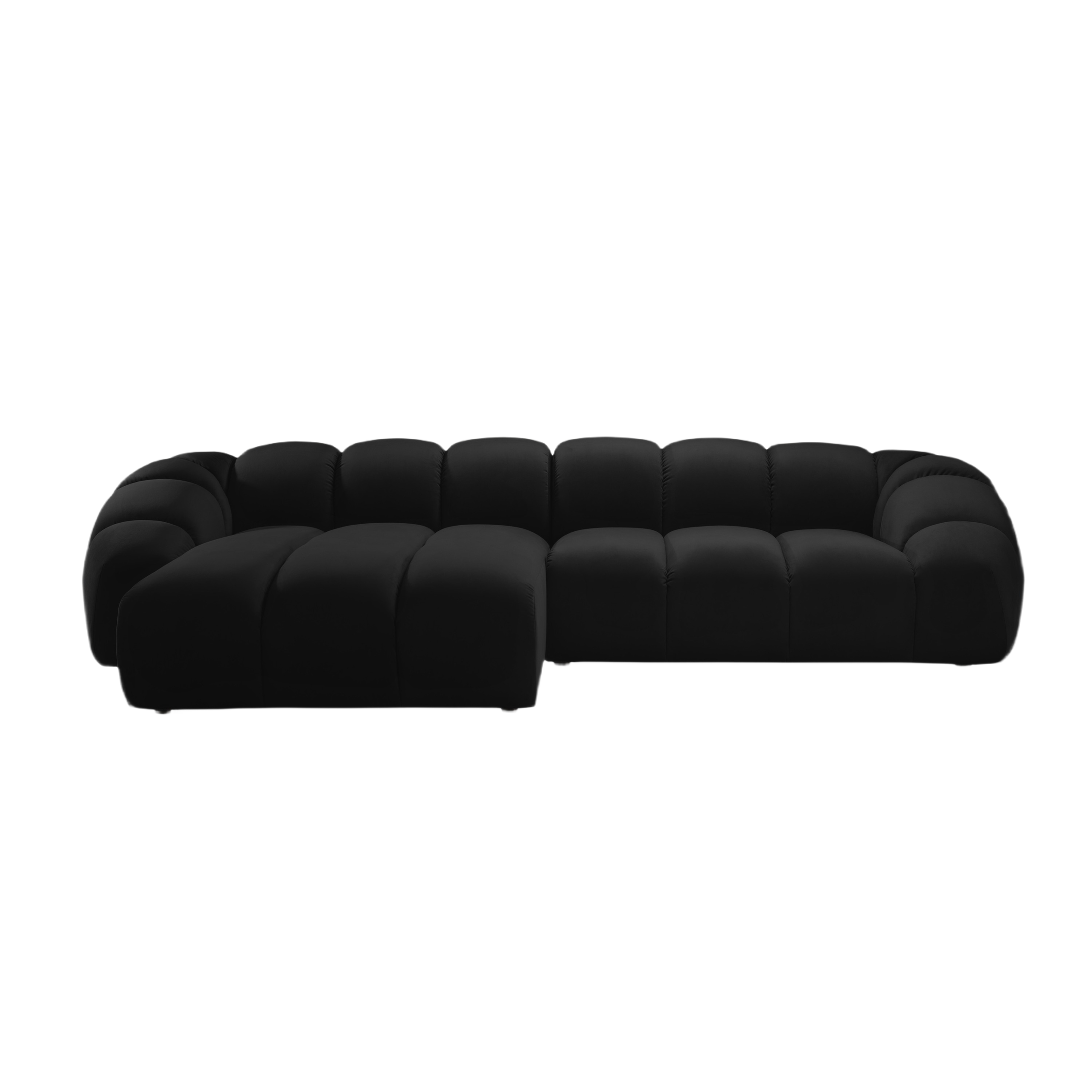 Velvet Left Corner Sofa, "Diana", 4 Seats, Black, 334x182x72
Made in Europe