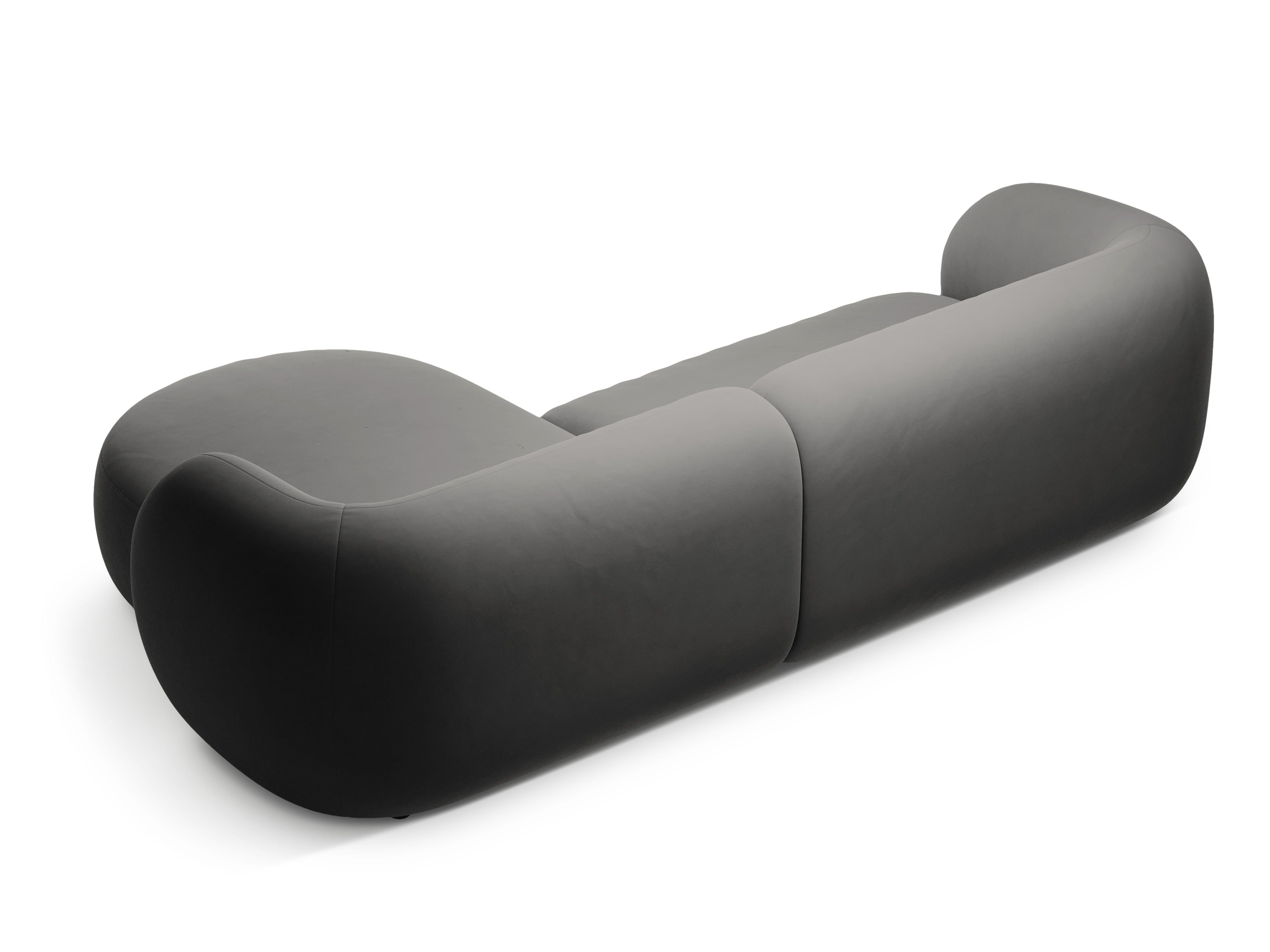 Right-facing velvet corner sofa for 3 people KATE dark gray