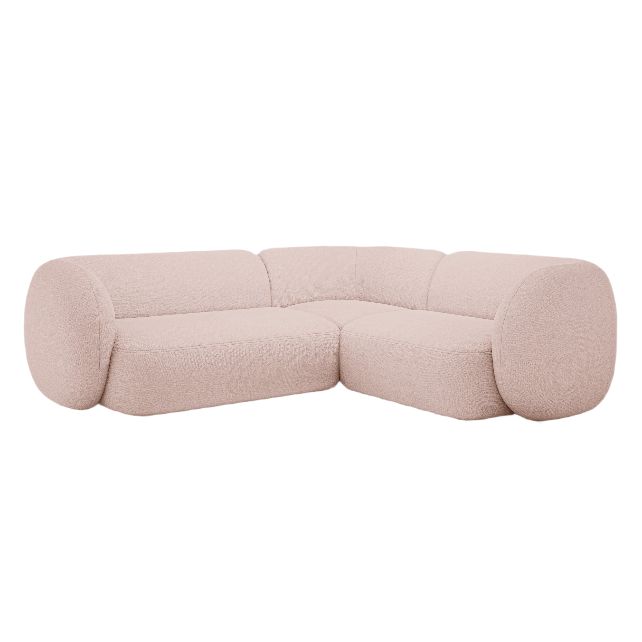 Right-facing 4-seater sofa KATE pink boucle
